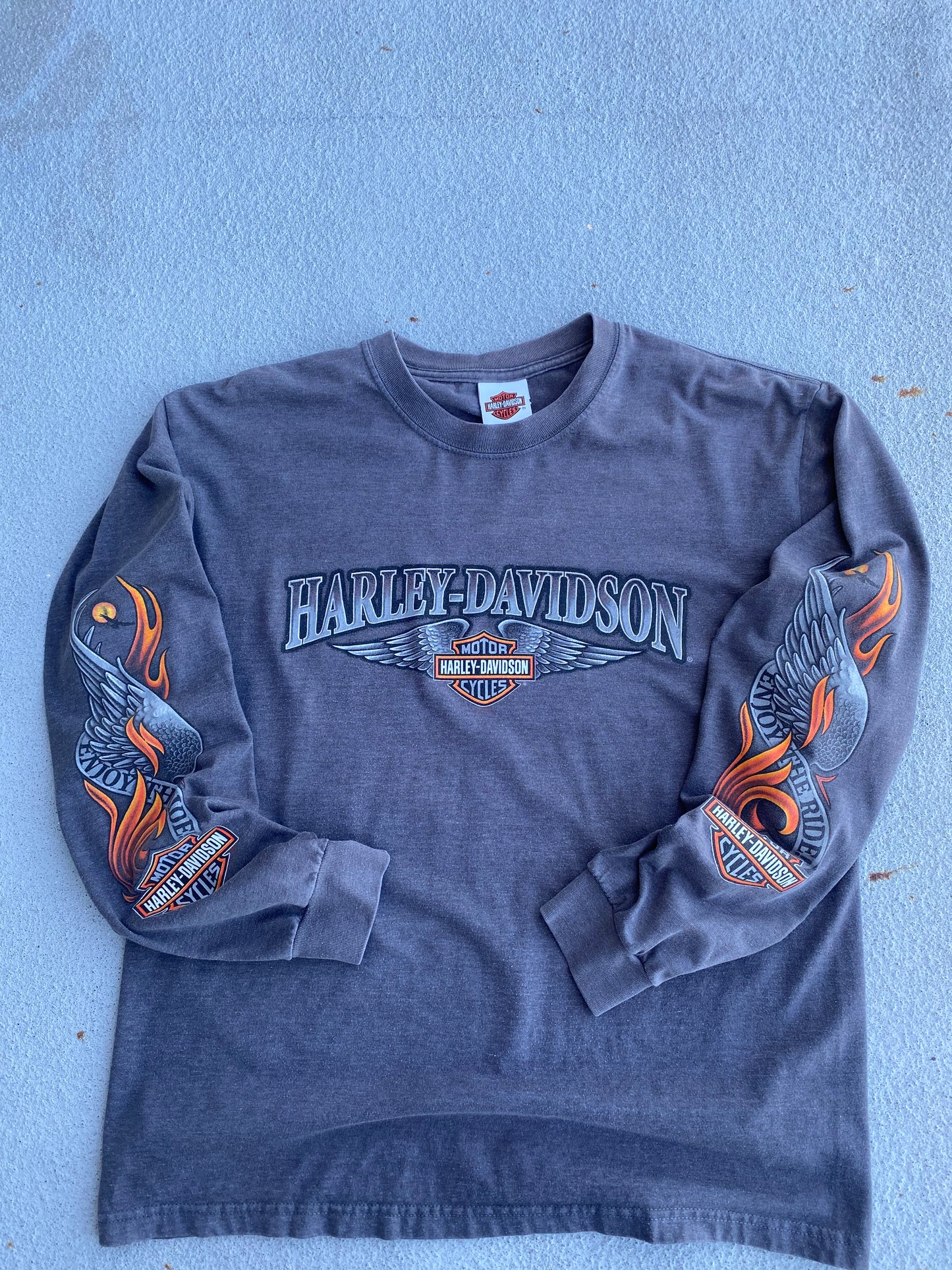 Harley Davidson Eagle Flames Long Sleeve size large