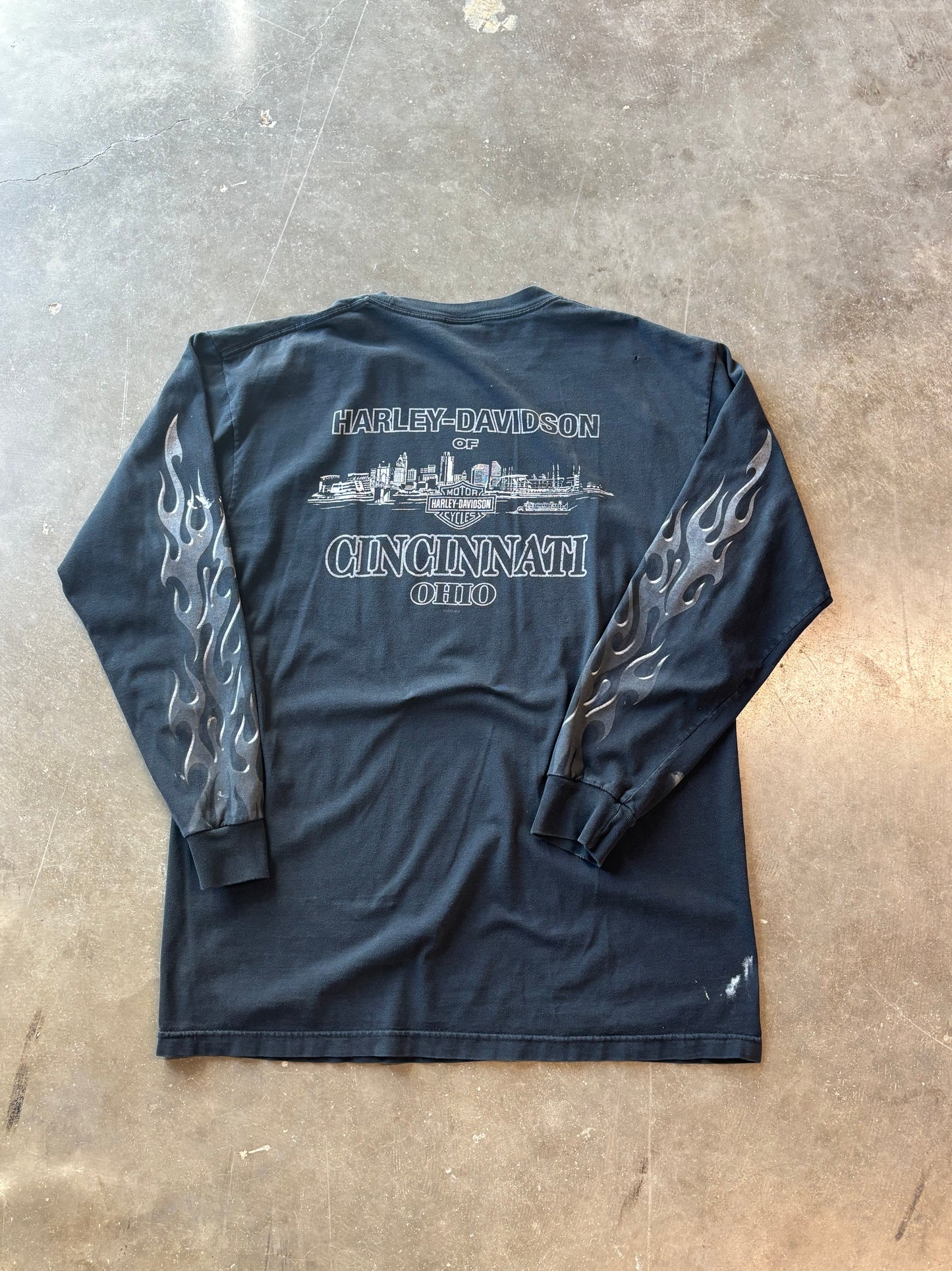 Vintage Harley Davidson Chrome flame long sleeve size xl