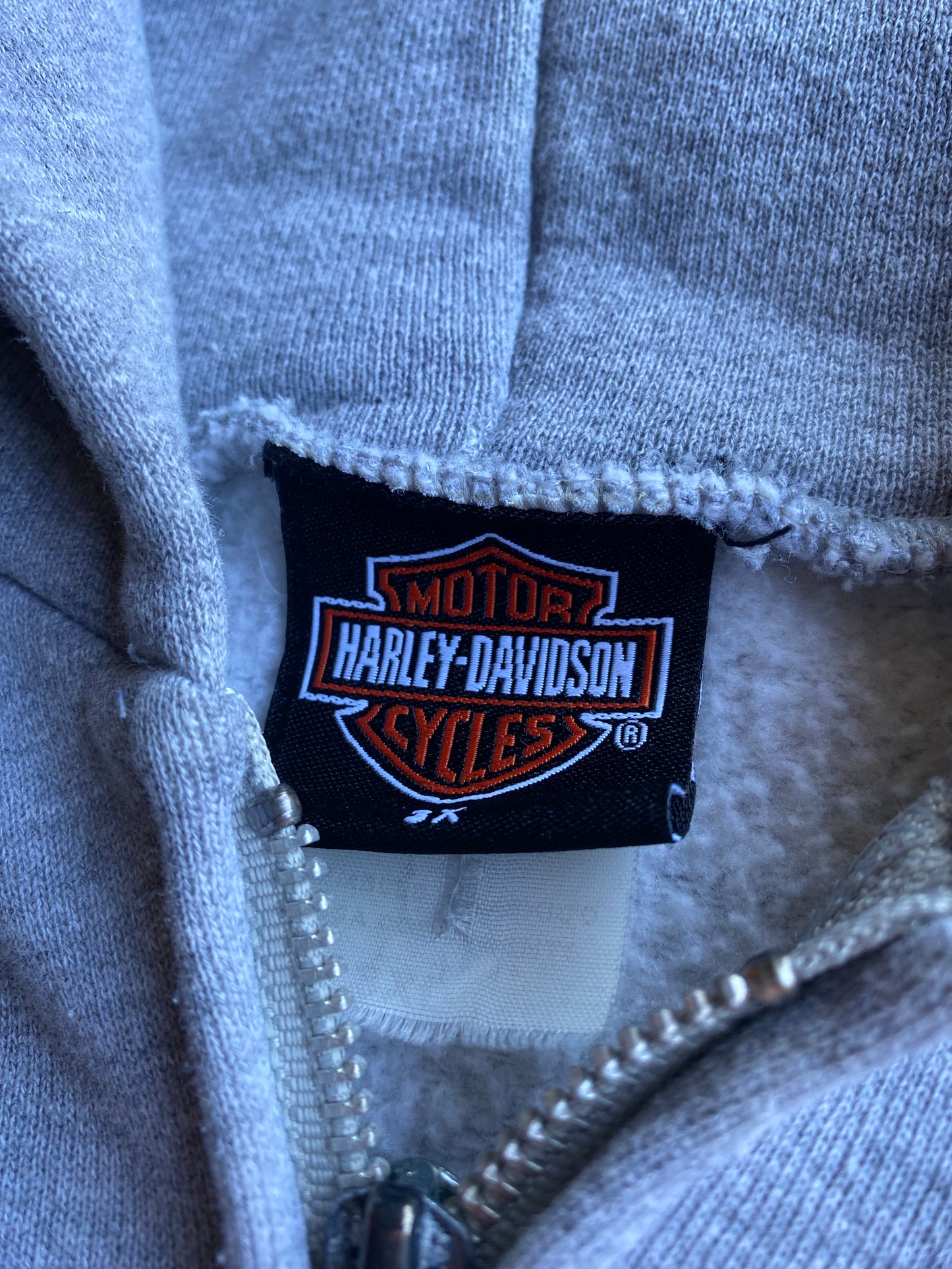Vintage Harley Davidson Grey Zip Up Hoodie size XXXL