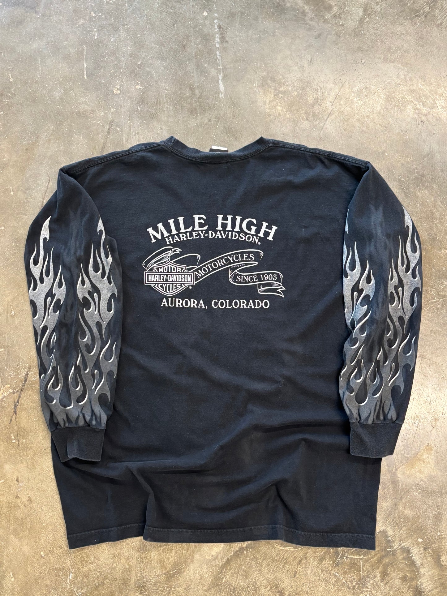 Harley Davidson chrome flame sleeve long sleeve size xxxl