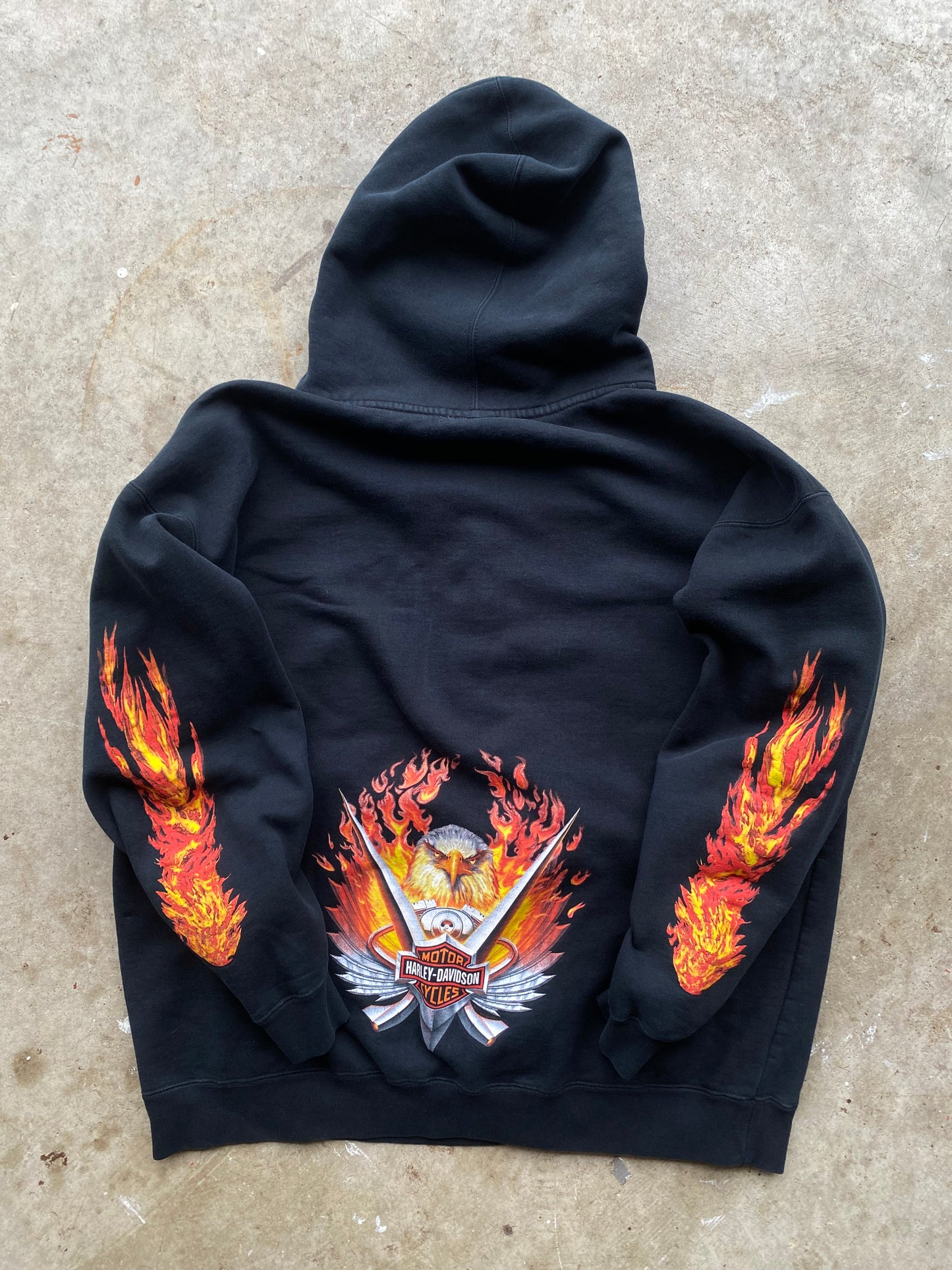 Harley Davidson Big Flame zip up hoodie size extra large