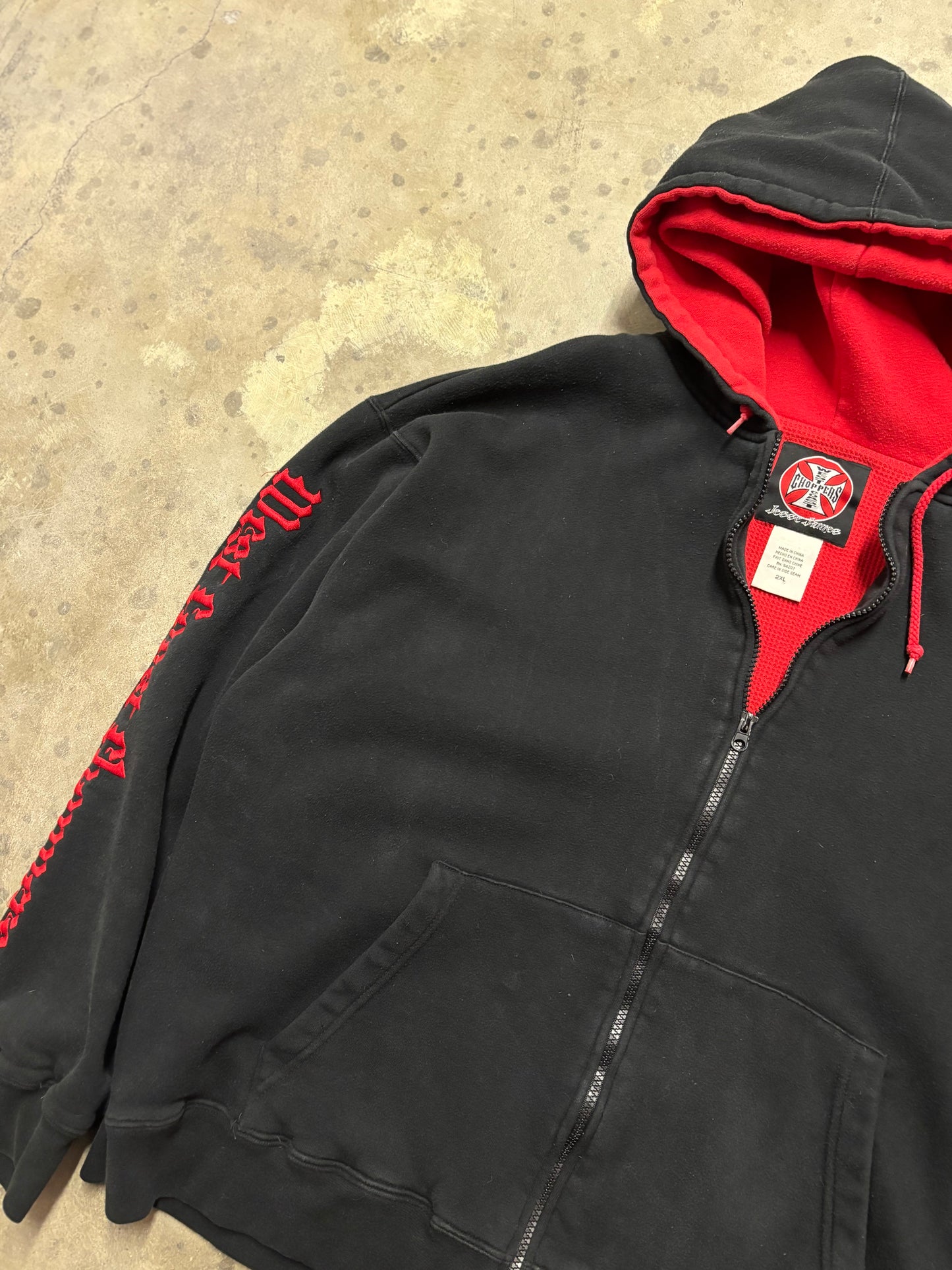 Vintage West Coast Choppers Thermal Lined zip up hoodies size XXL