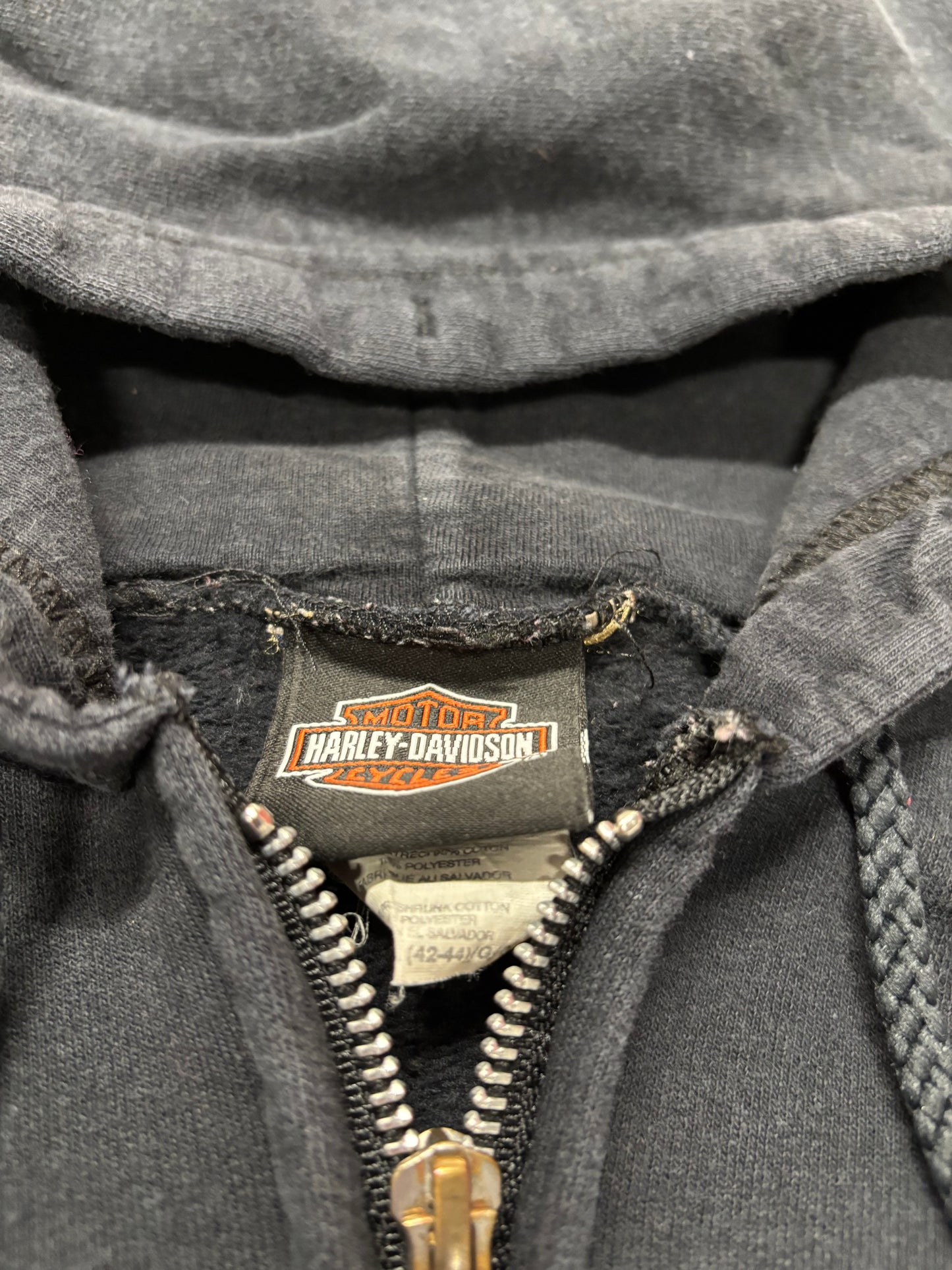 Vintage Harley Davidson bone hands zip up hoodie size large