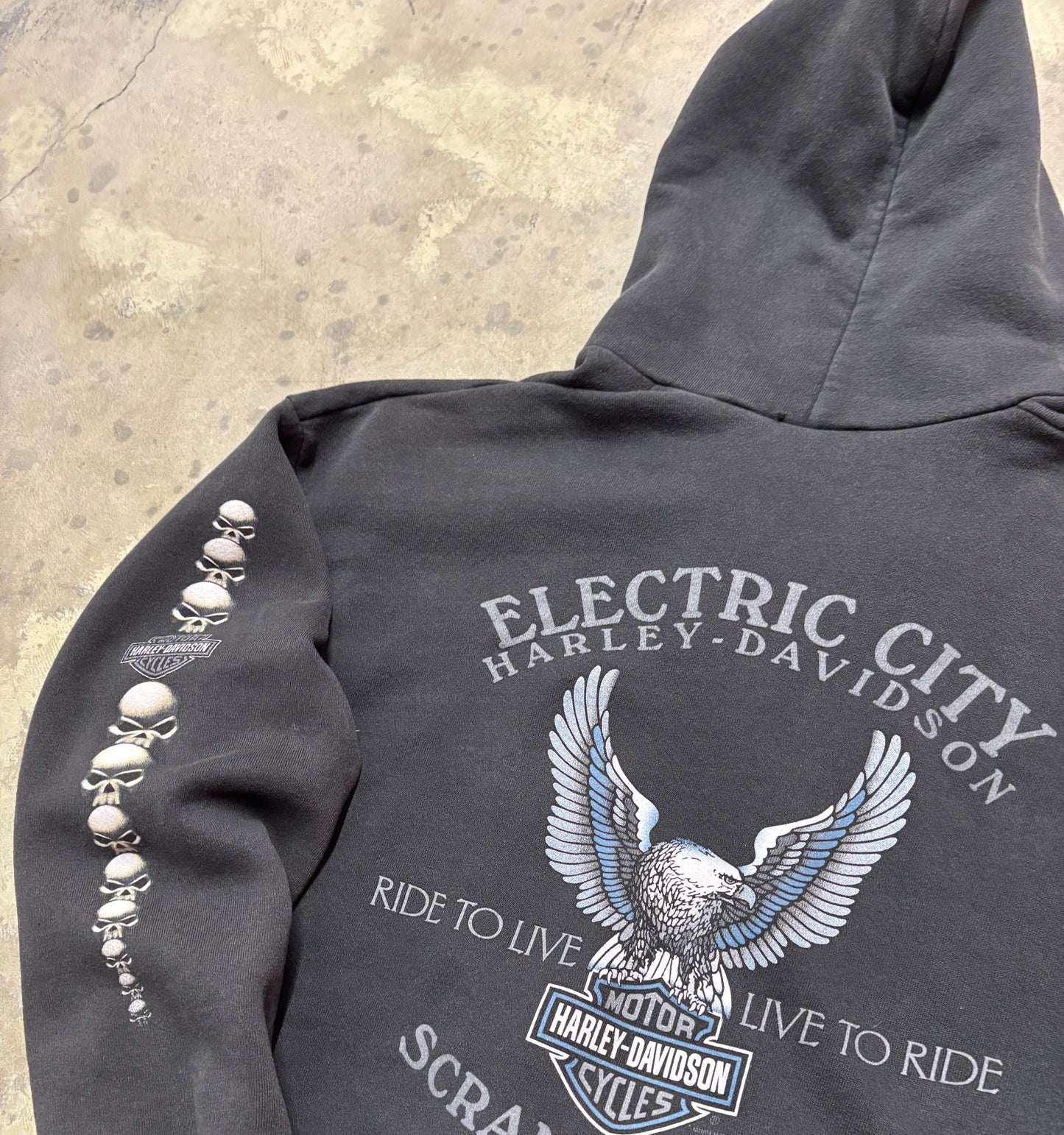 Vintage Harley Davidson skull zip up hoodie size large