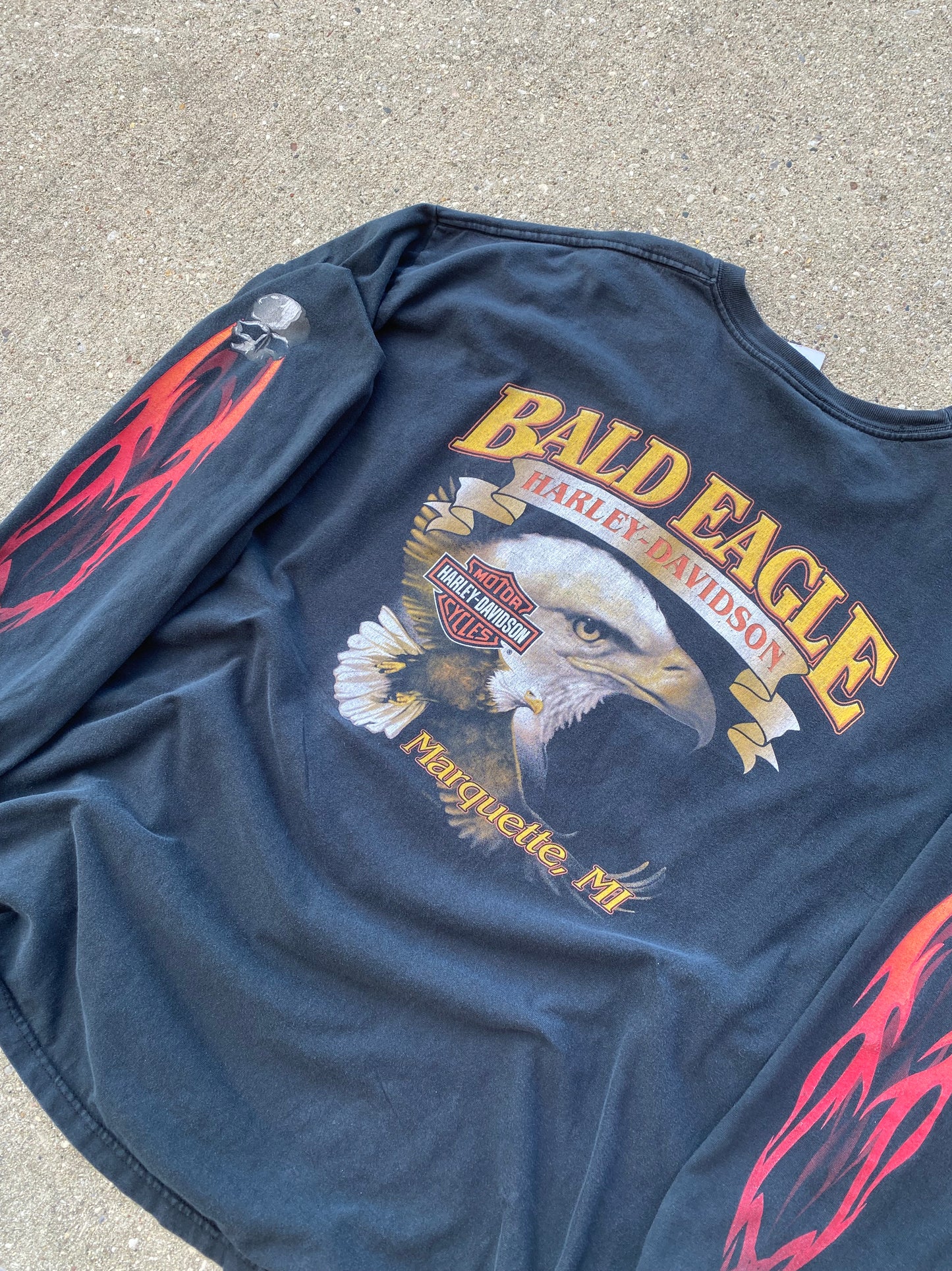Harley Davidson Flaming skull long sleeve shirt size XXL