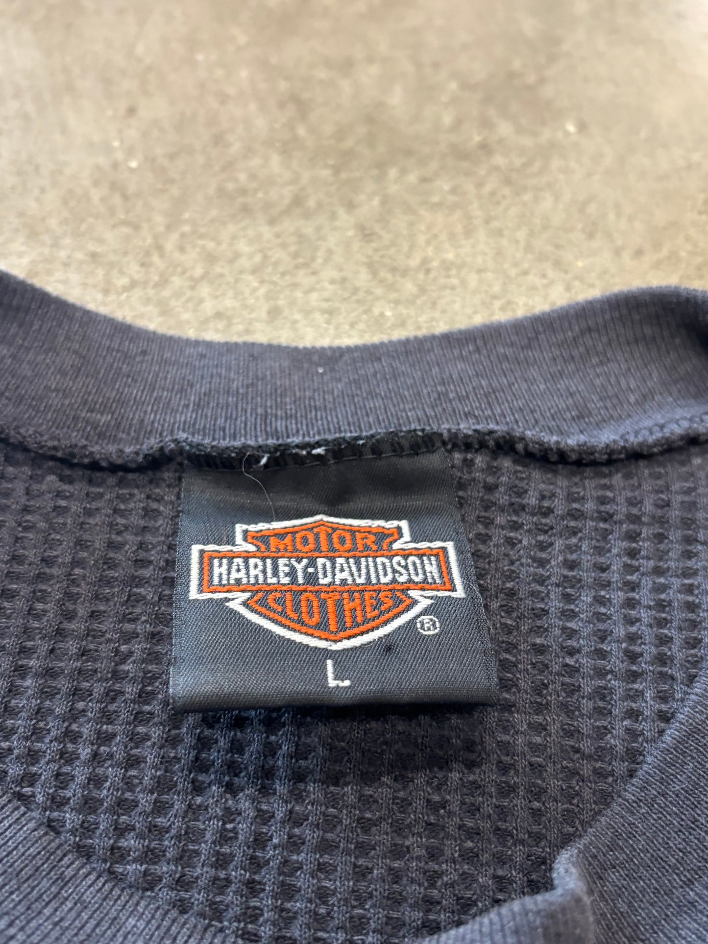 Vintage Harley Davidson Flame sleeve thermal size large