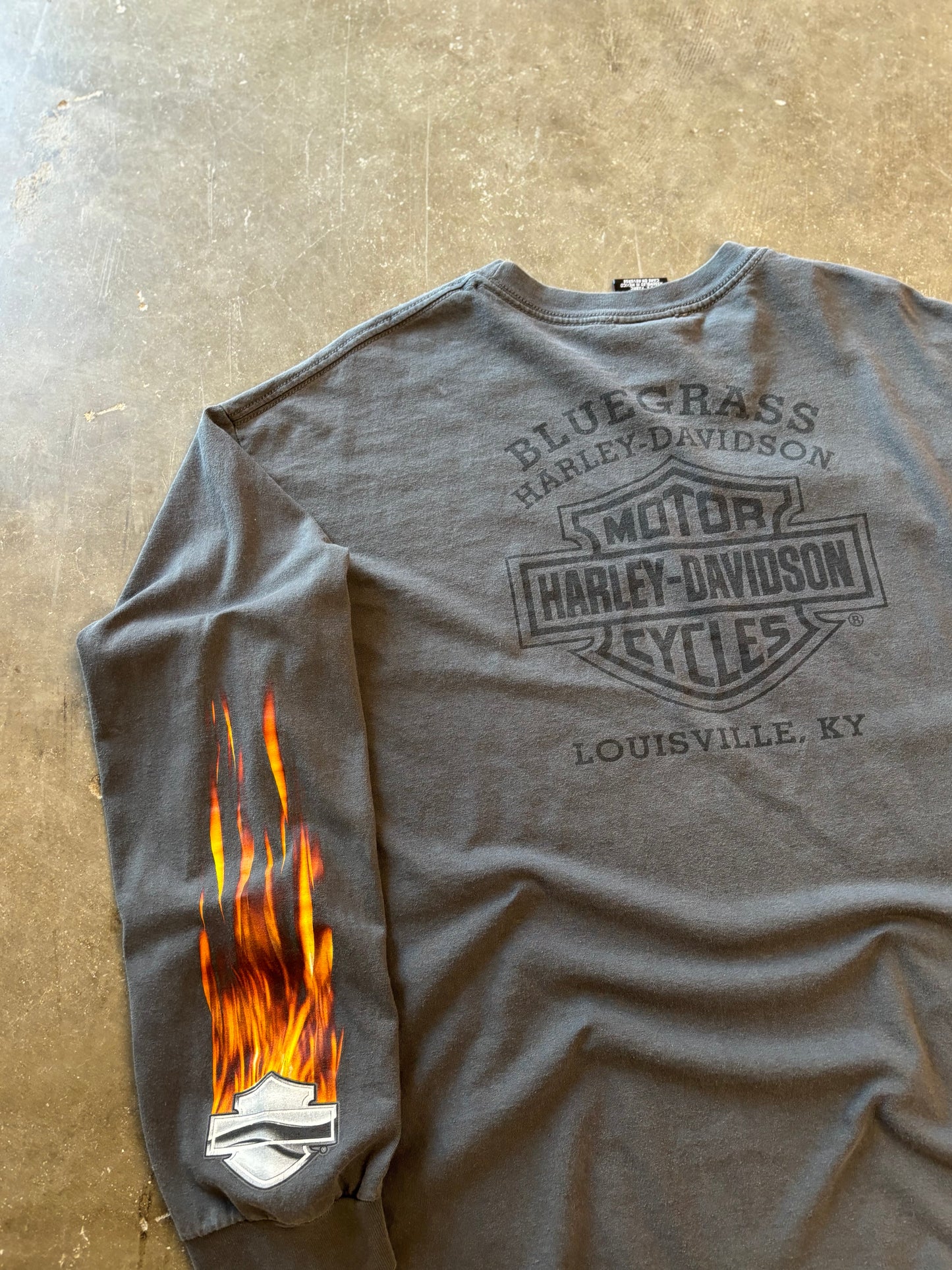 Harley Davidson chrome flame long sleeve size xl