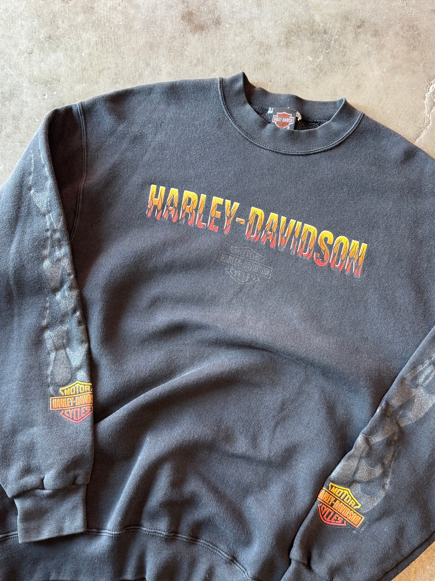 Vintage Harley Davidson flame sleeve sweatshirt size medium