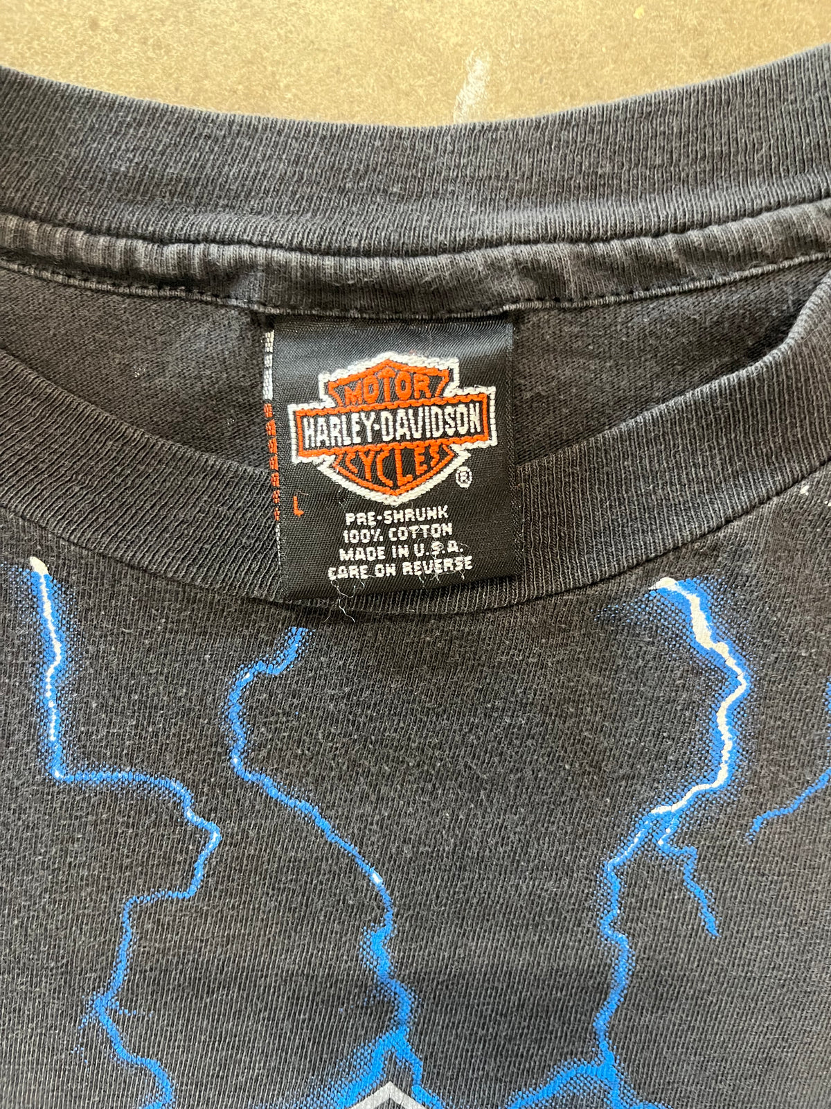 Vintage Harley Davidson blue lightning shirt size large