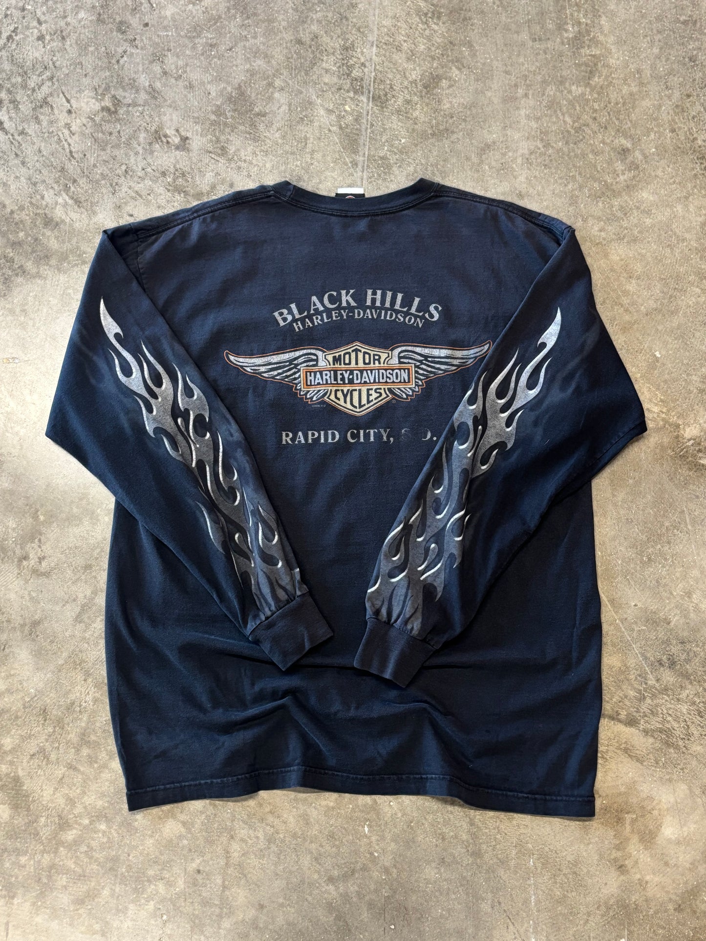 Harley Davidson chrome flame long sleeve size xl