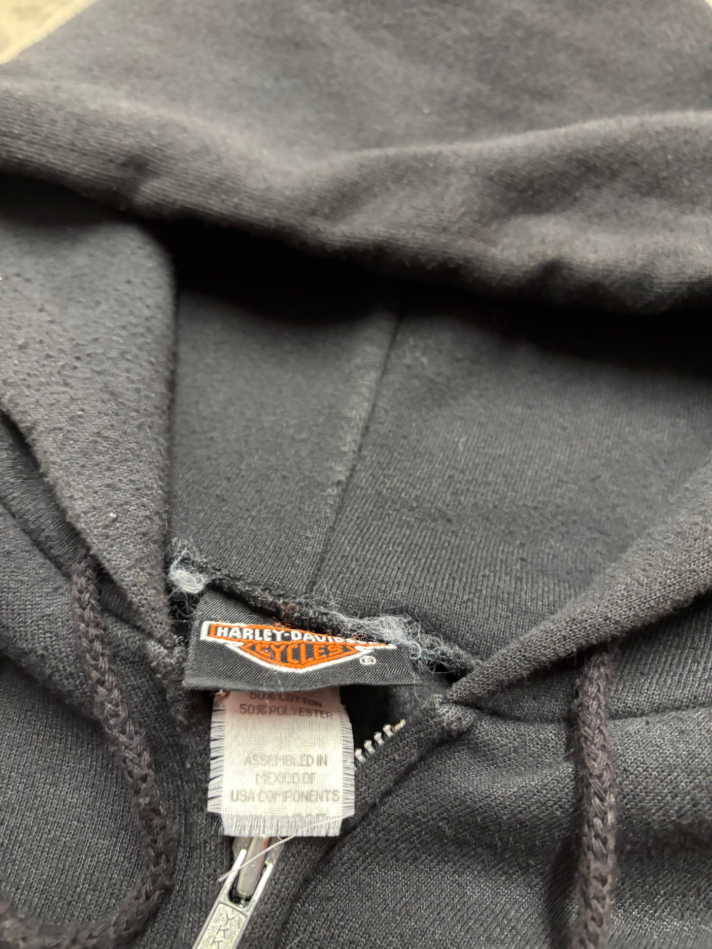 Vintage Harley Davidson flame sleeve zip up hoodie size XL