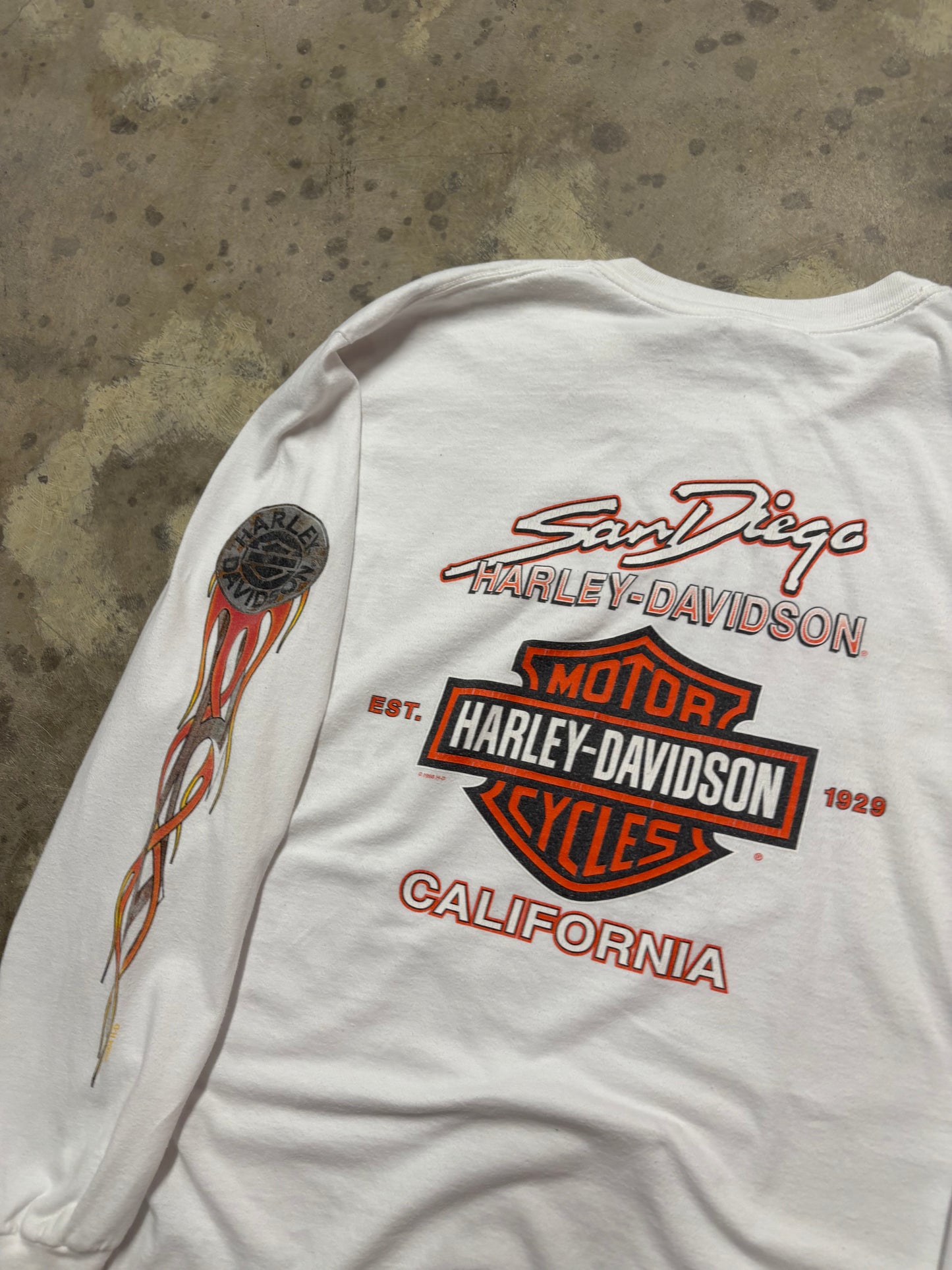 Vintage Harley Davidson Flame burst long sleeve size large