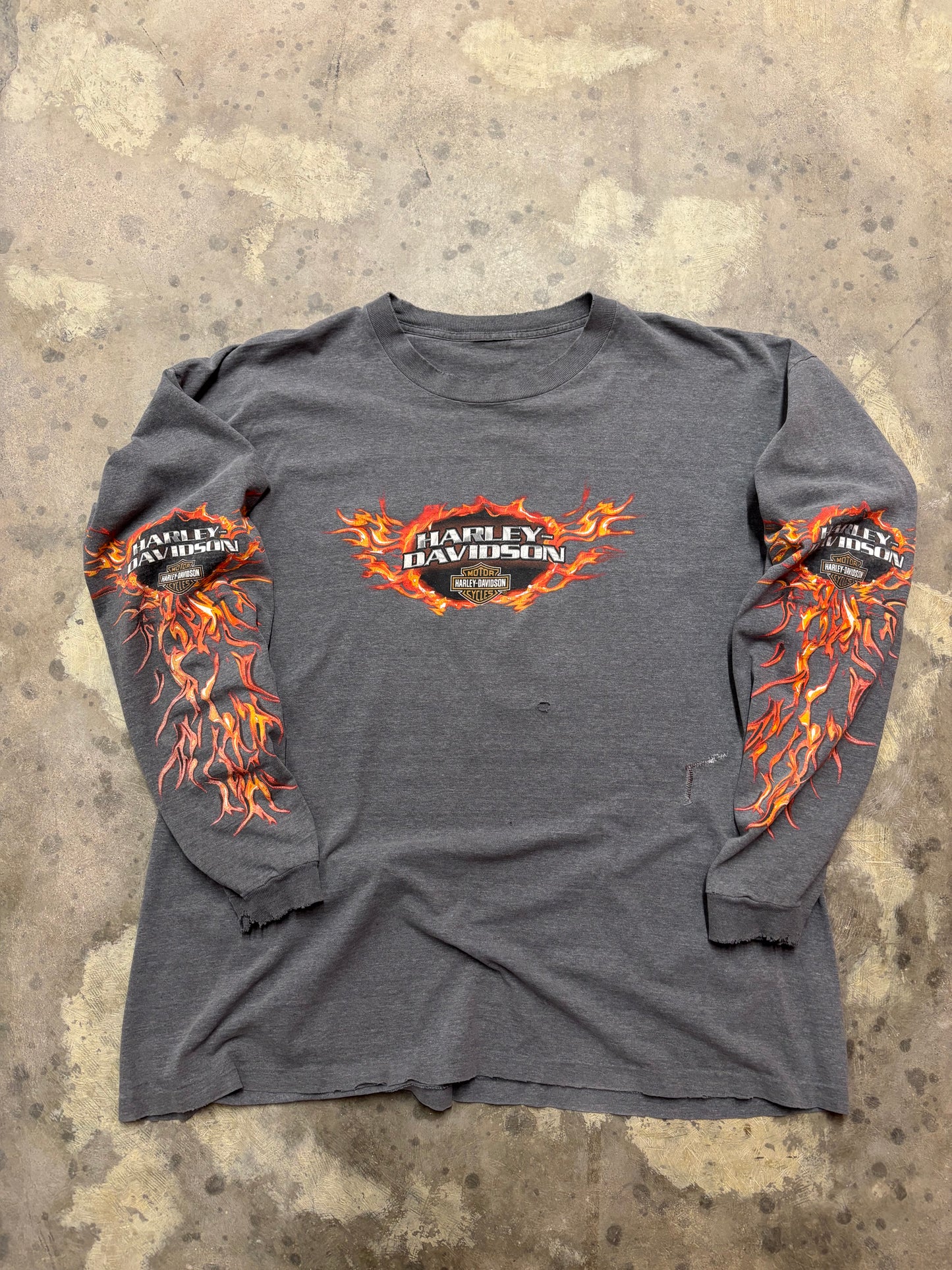 Vintage Harley Davidson thrashed sunburst long sleeve size xxl