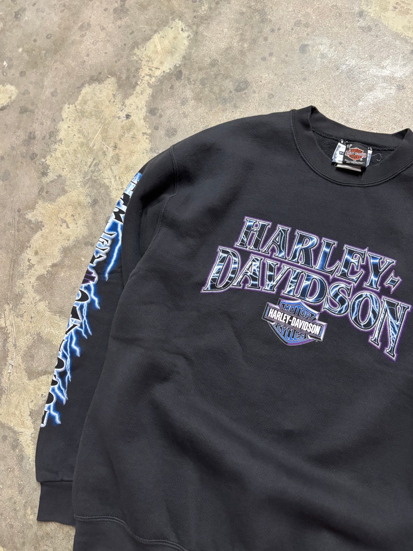 Vintage Harley Davidson Blue Lightning sweatshirt shirt size medium