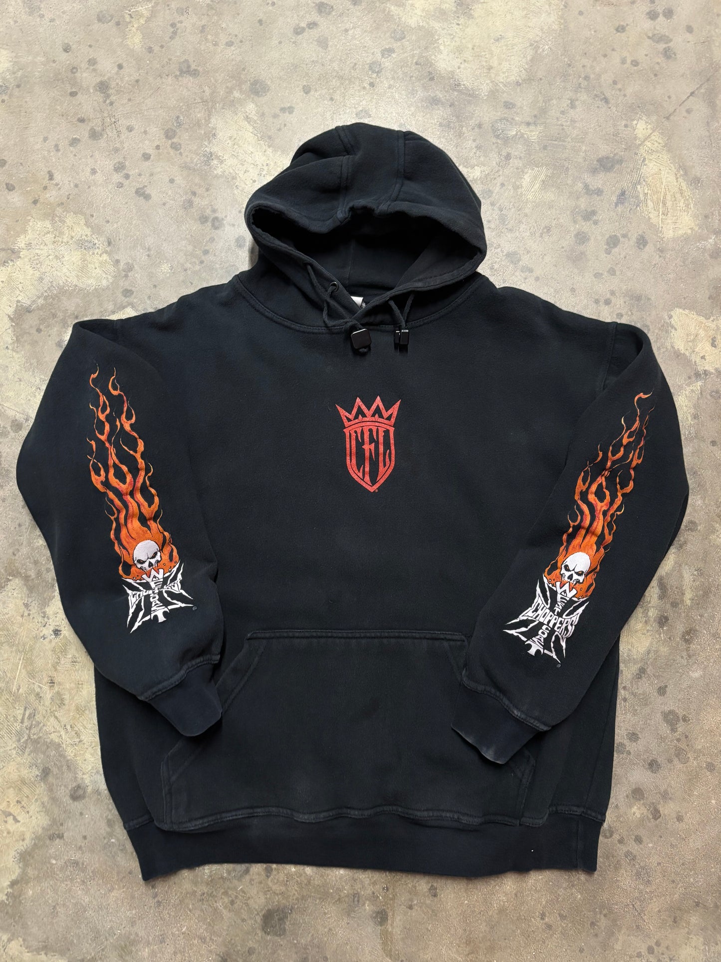 Vintage West Coast Choppers Skull Flame hoodie size XL