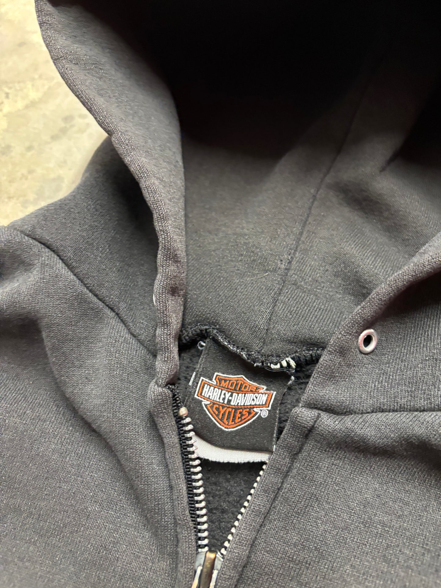 Vintage Harley Davidson skull sleeve zip up hoodie size XXL