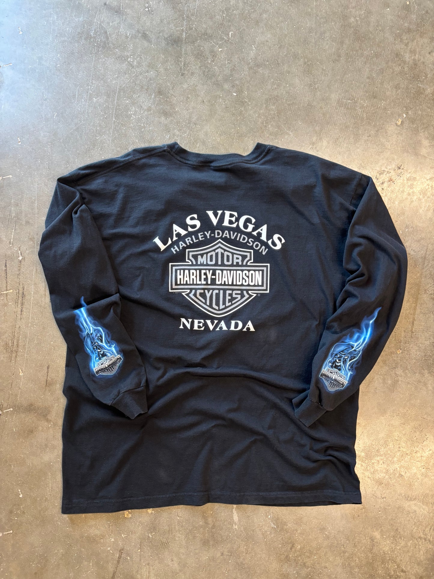 Harley Davidson Joker long sleeve blue flame size xxl