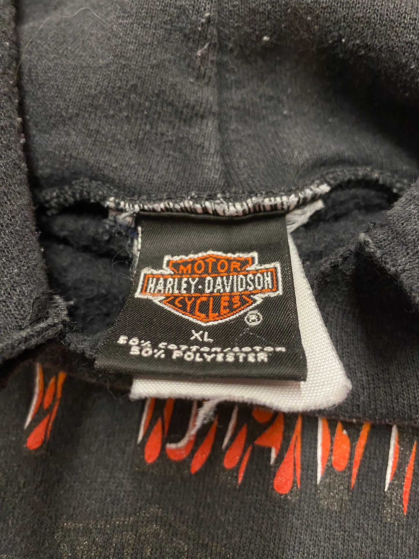 Vintage Harley Davidson Flame sleeve hoodie size XL