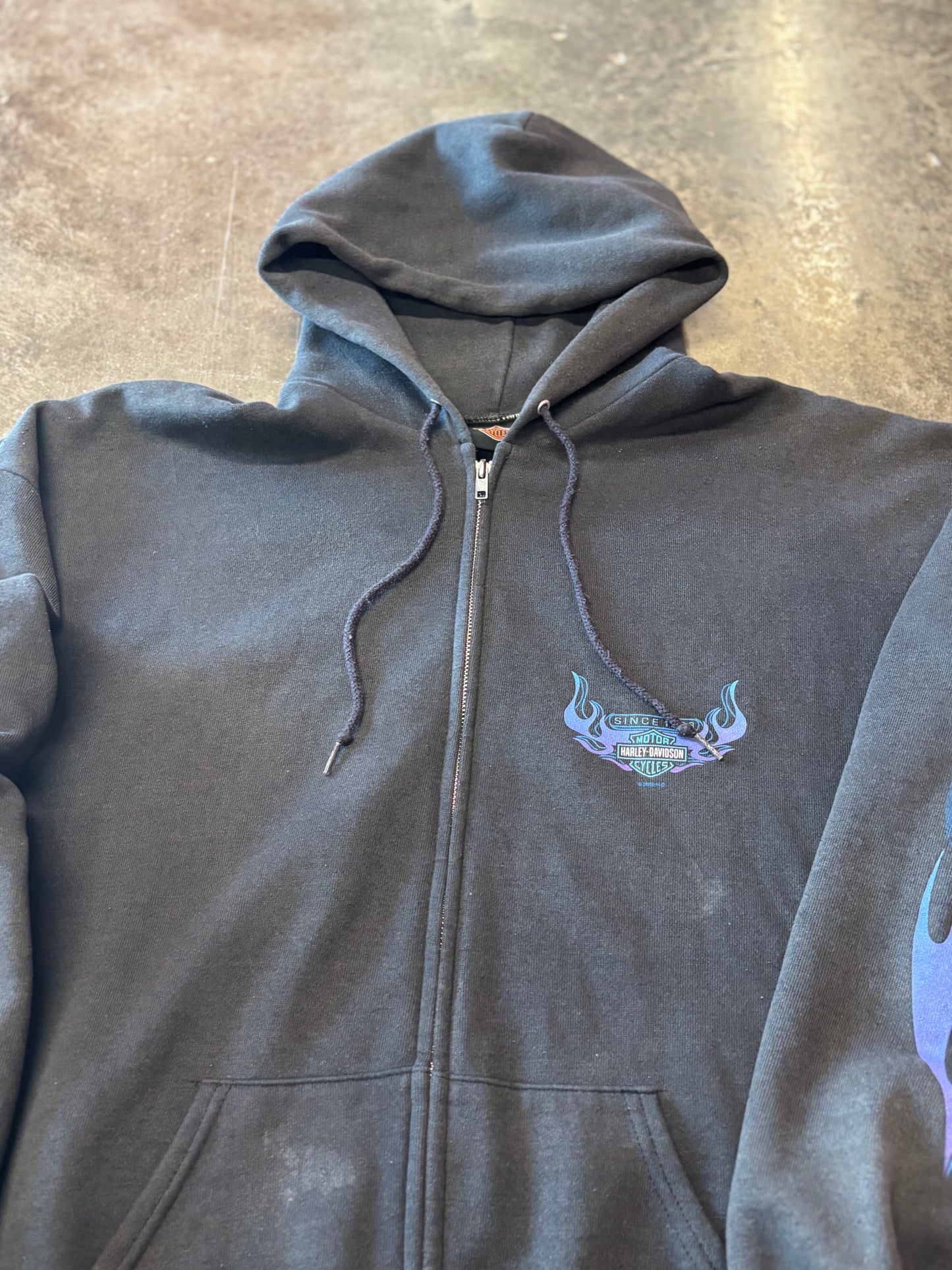 Vintage Harley Davidson Purple flame hoodie size xxl