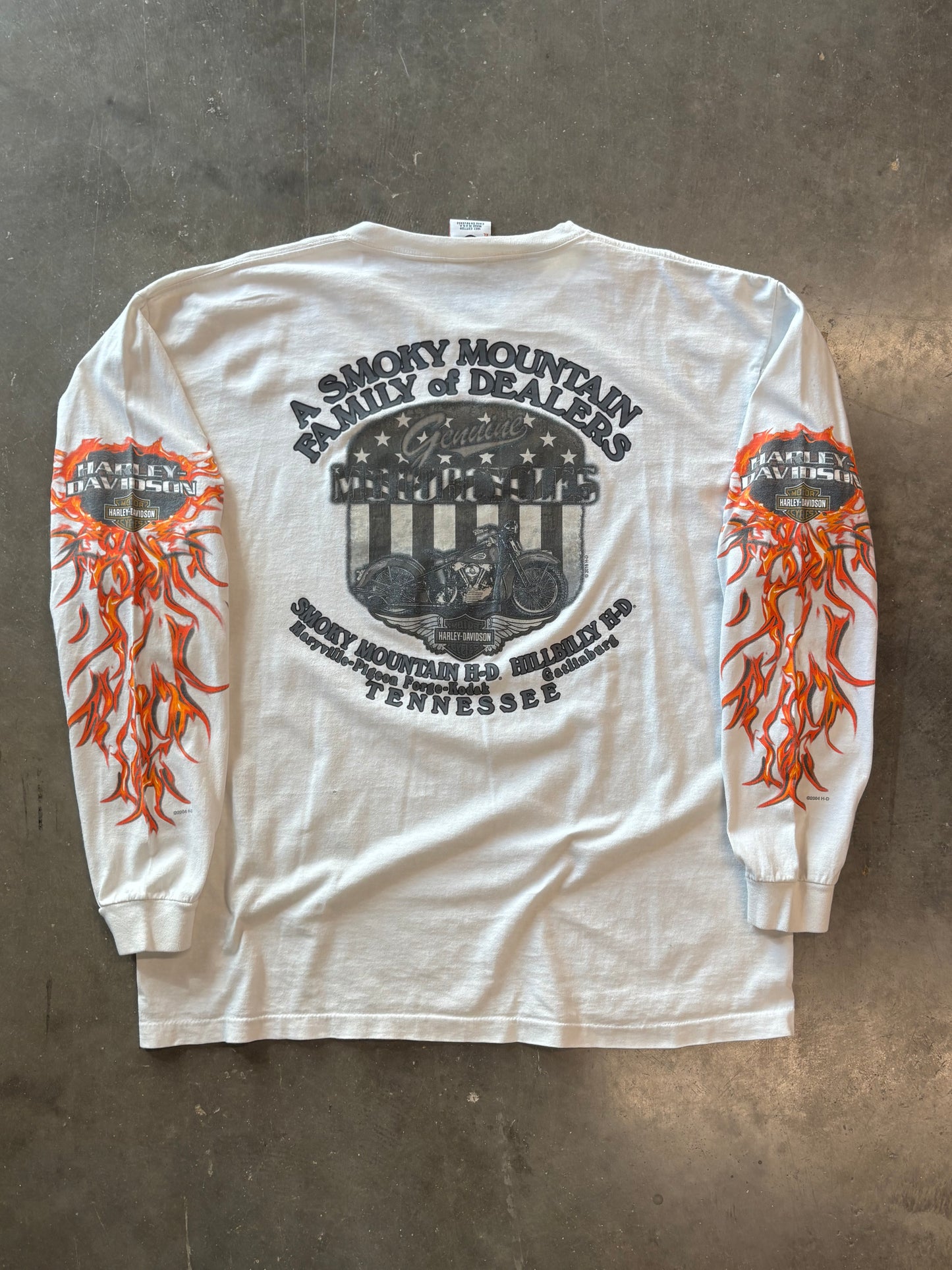 Vintage Harley Davidson white flame long sleeve size xl