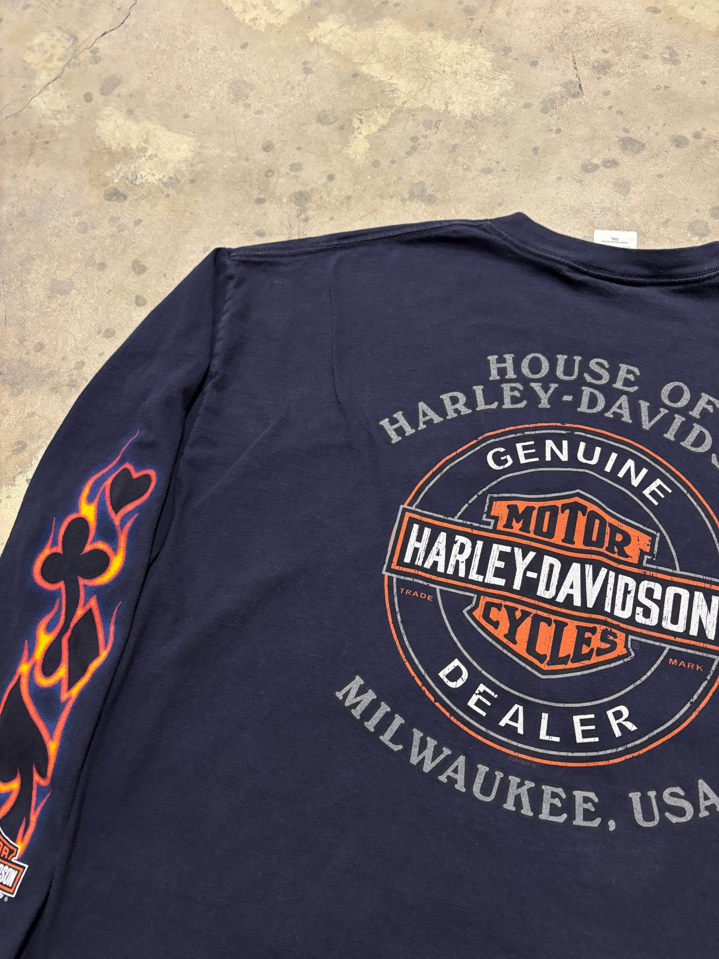 Vintage Harley Davidson poker flame long sleeve shirt size XXL