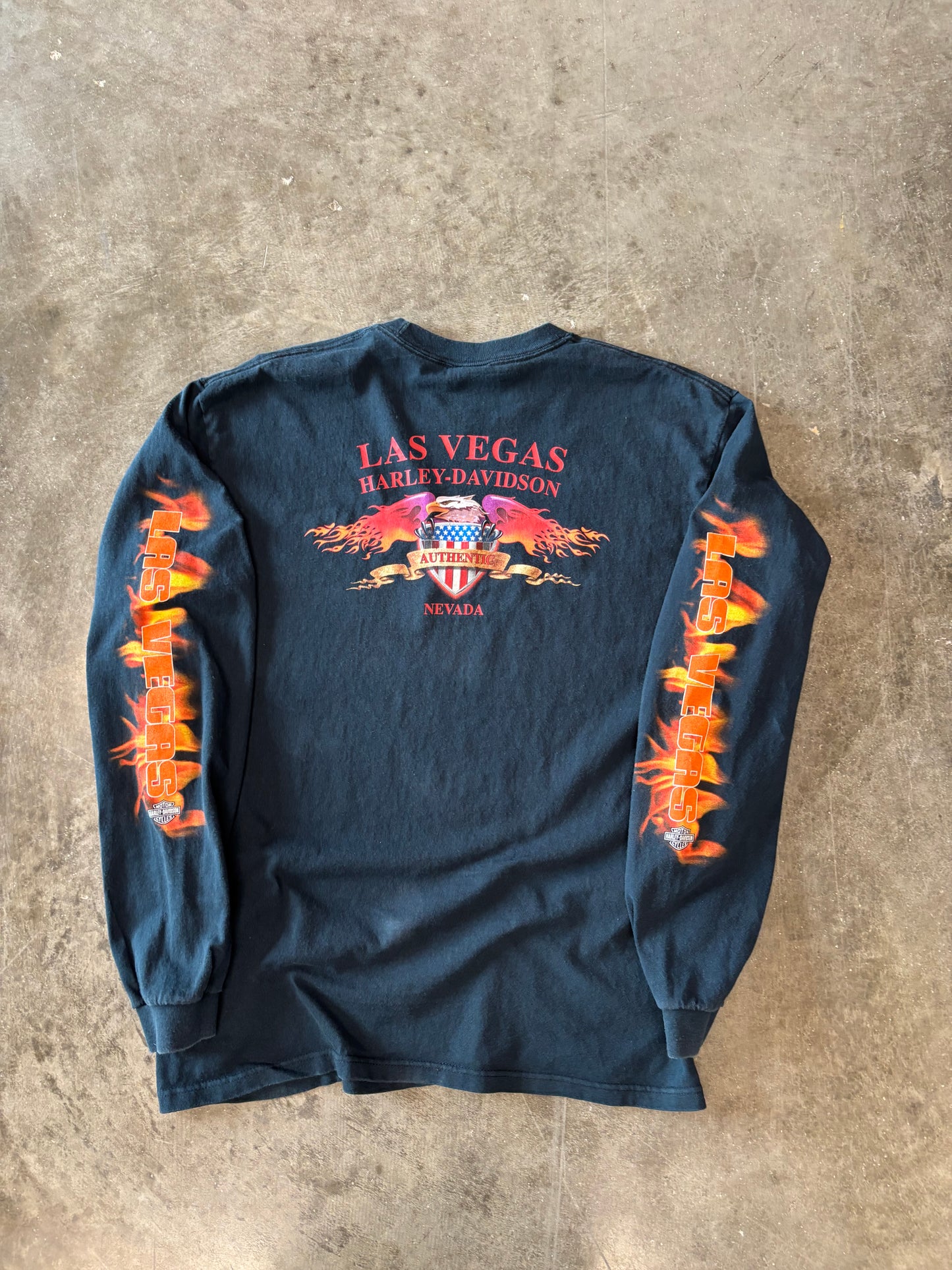 Vintage Harley Davidson Flame ball long sleeve size large