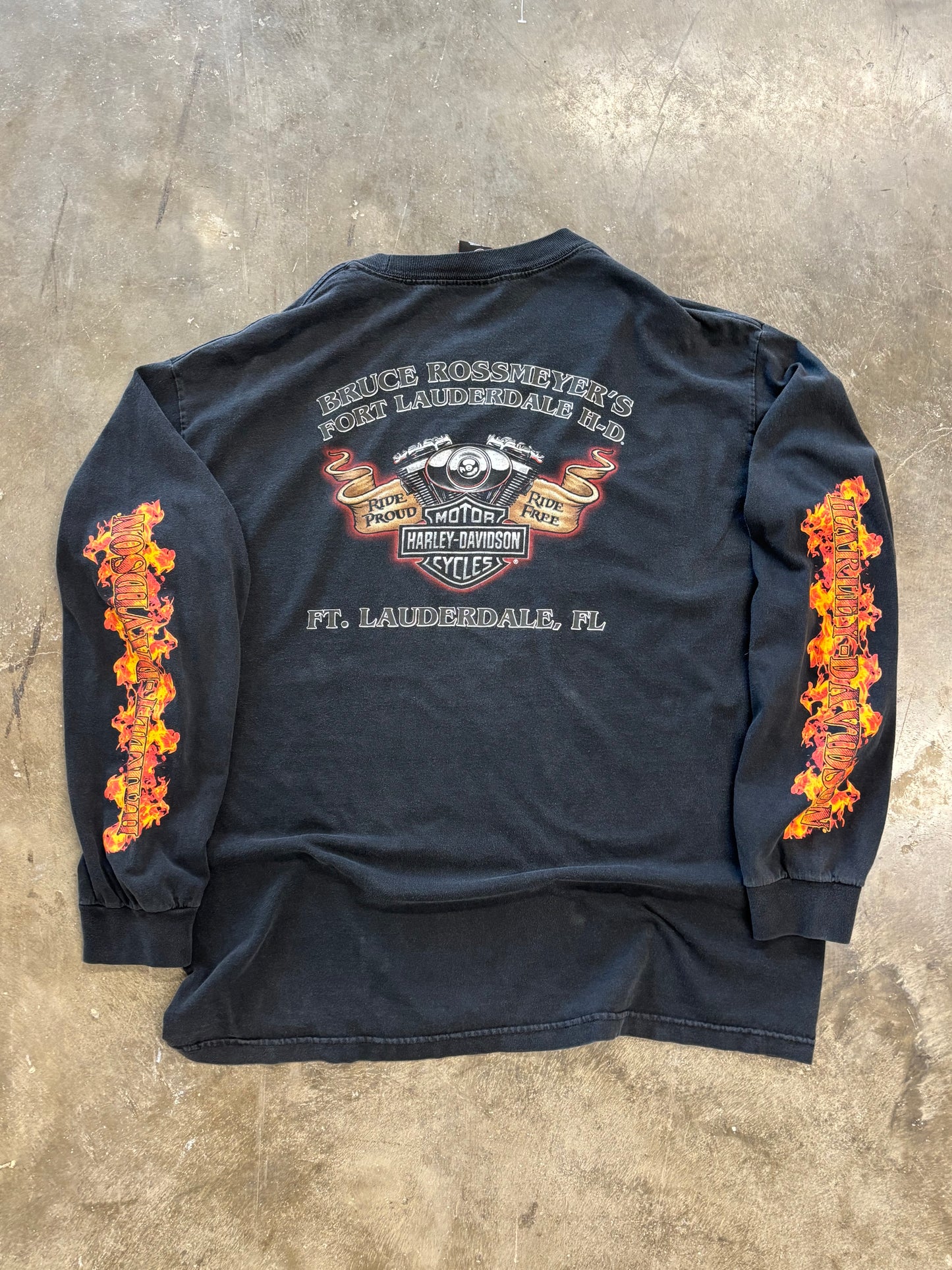 Harley Davidson flame eagle long sleeve size xl