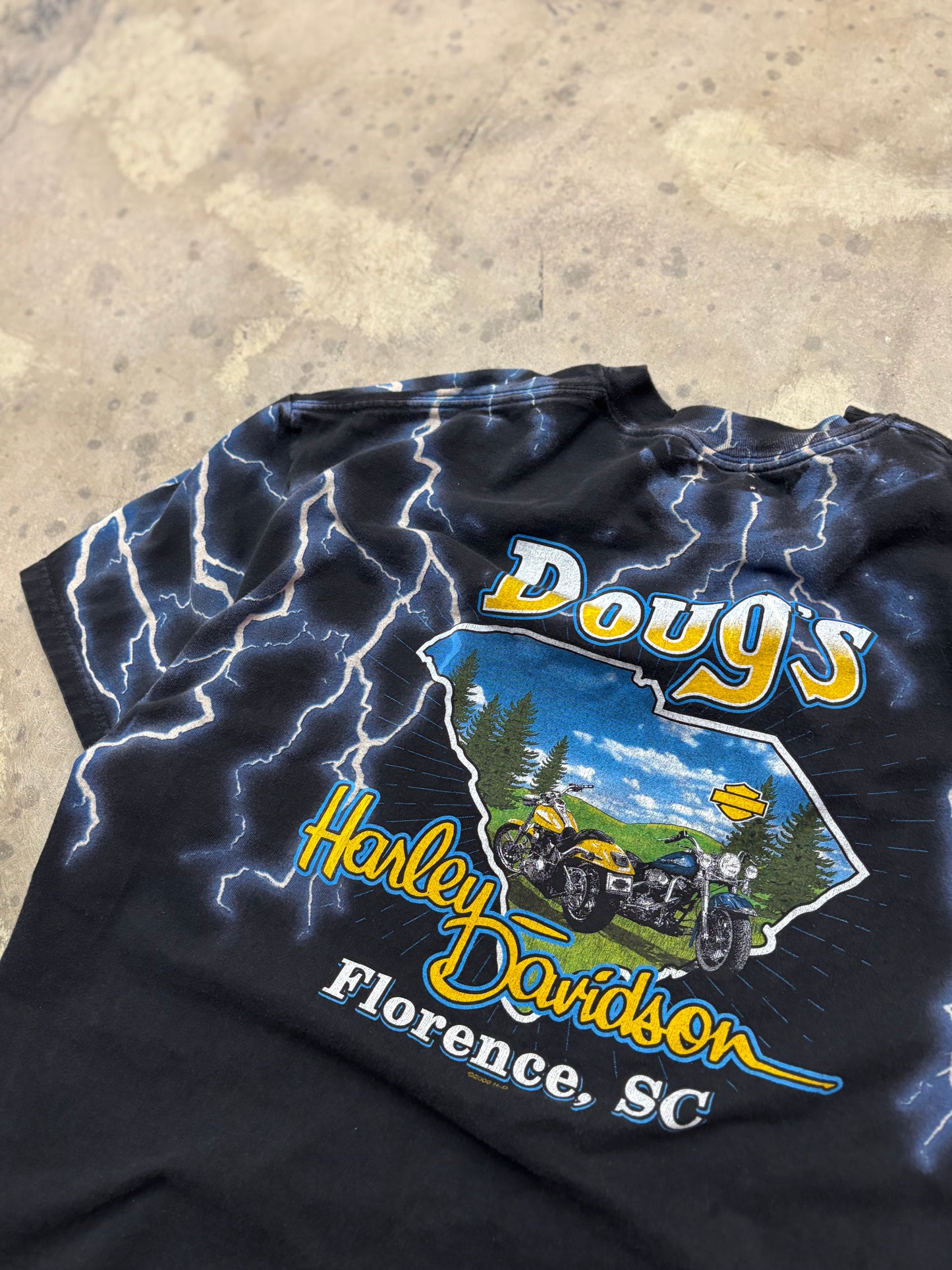Vintage Harley Davidson blue lightening AOP shirt size XL