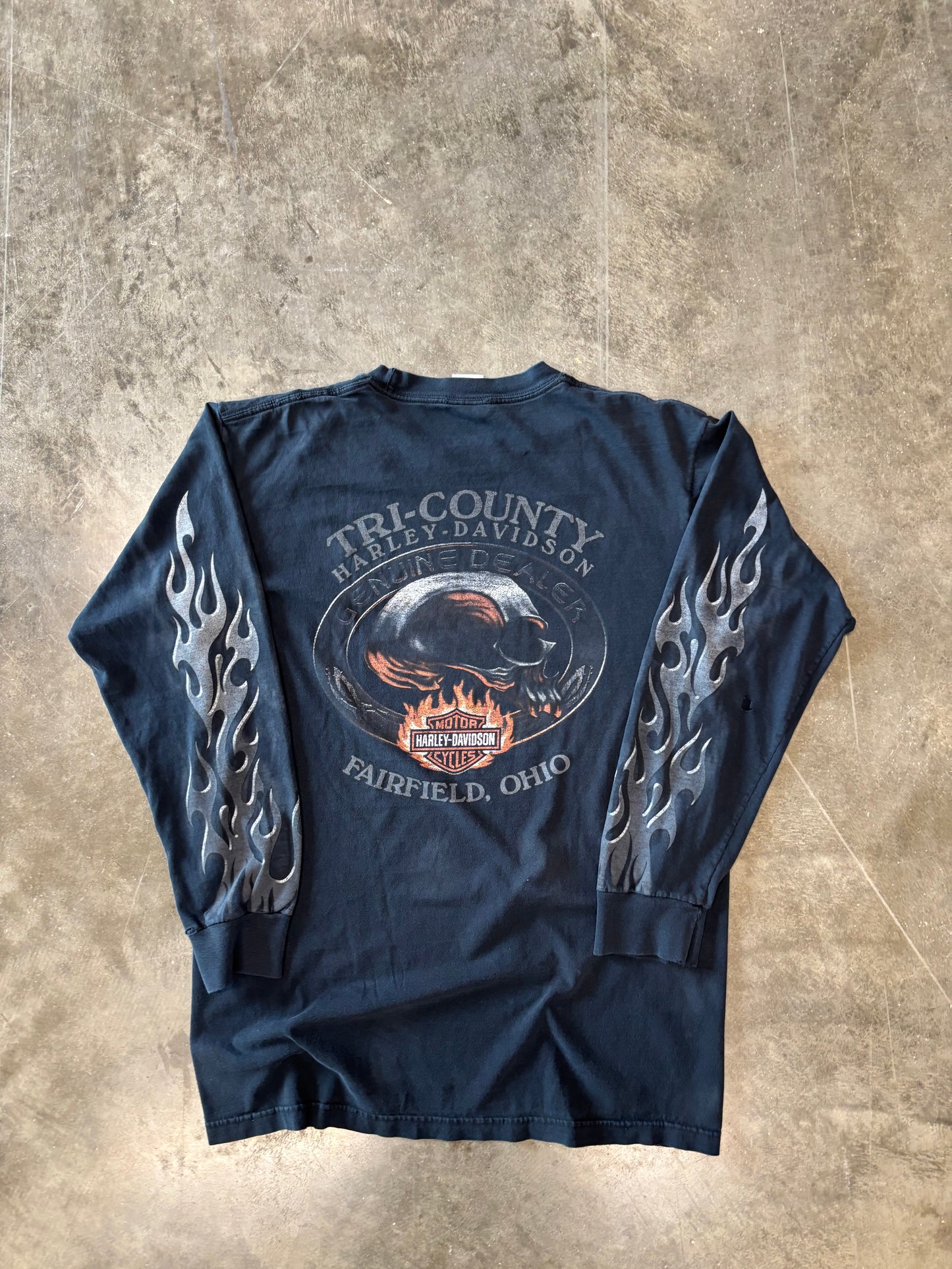 Vintage Harley Davidson chrome flame long sleeve size large