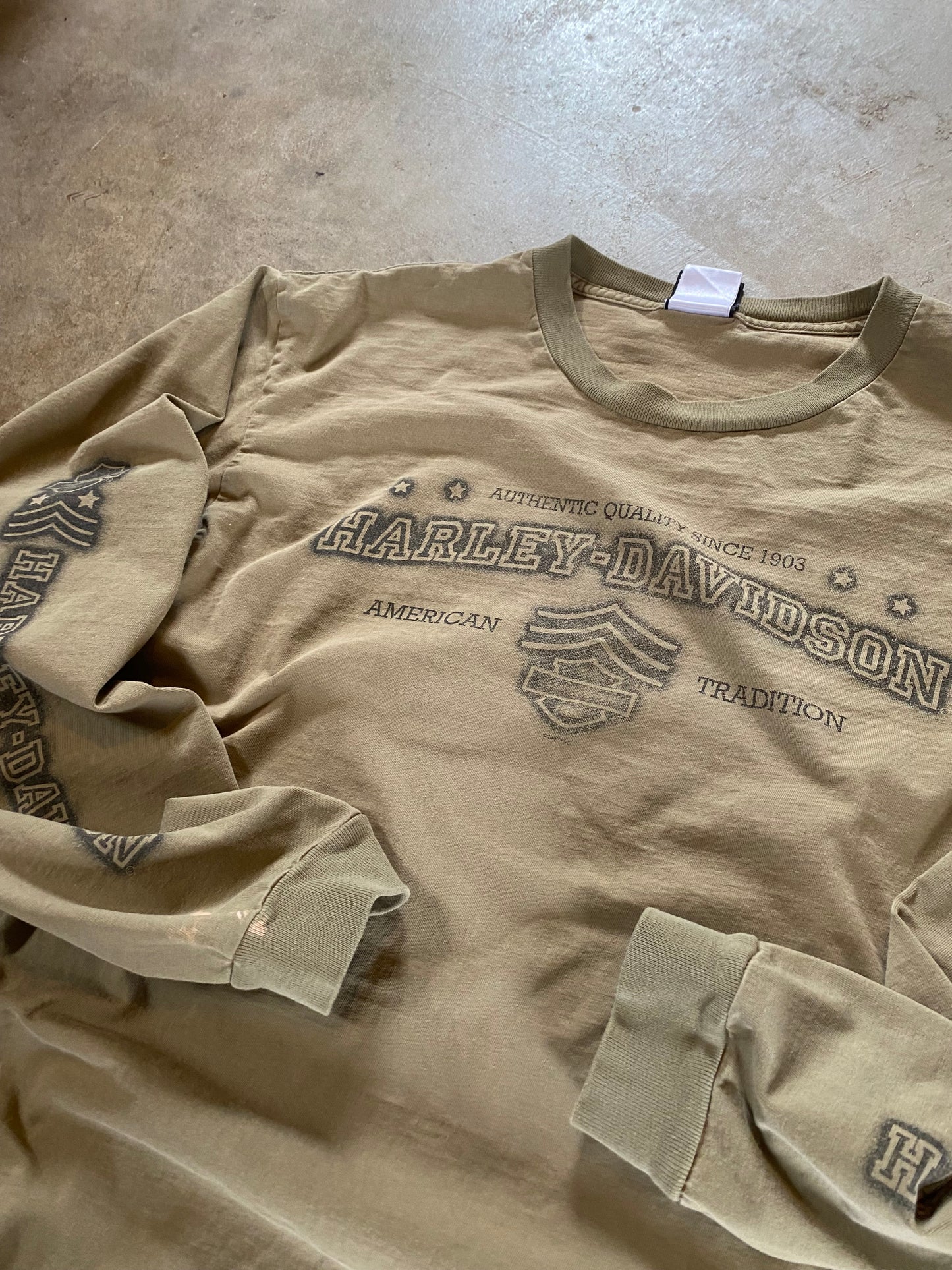 Y2K earth tone Harley Davidson long sleeve shirt Size Xl