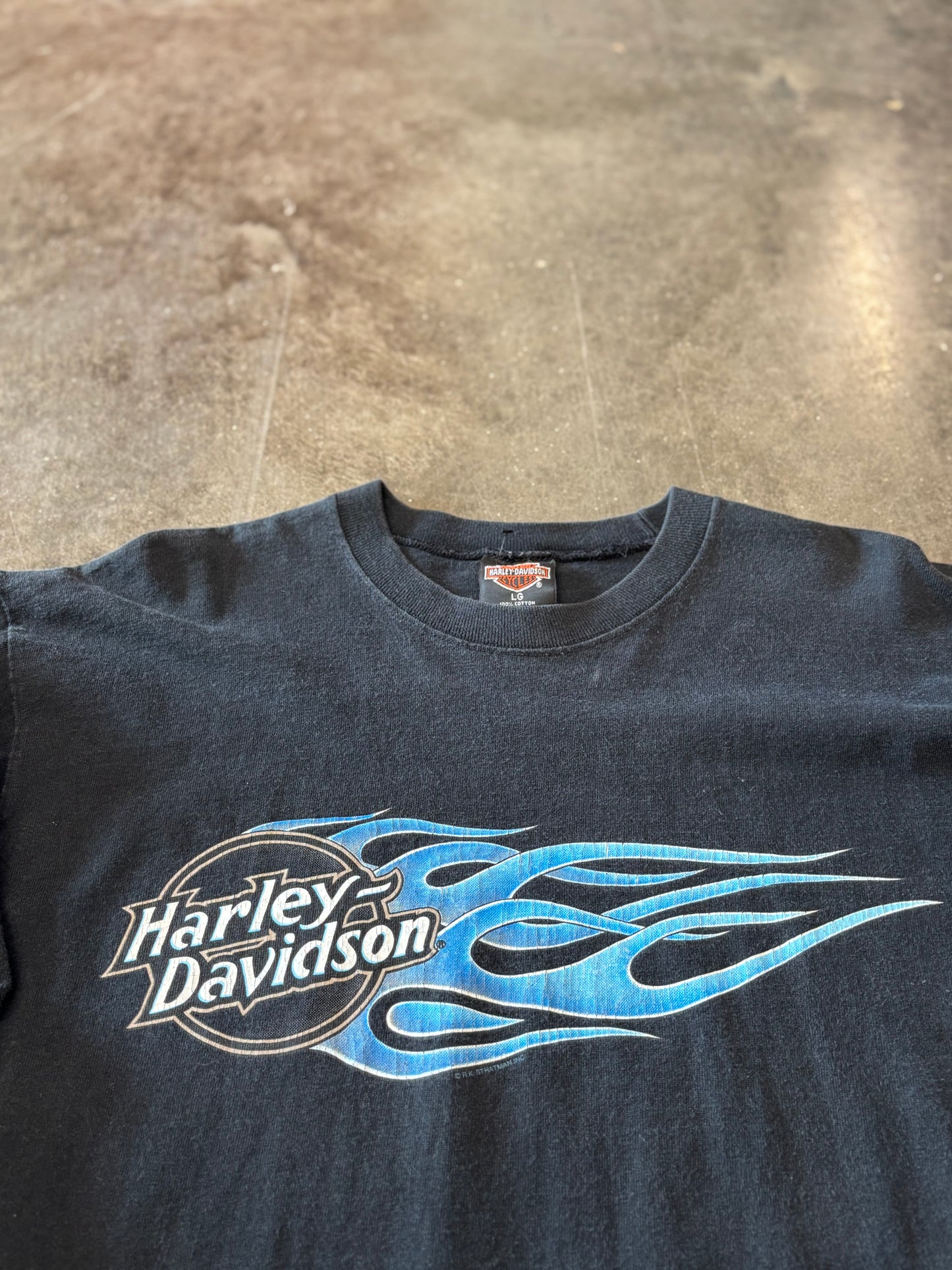 Vintage Harley Davidson Blue Flame Ball long sleeve size large
