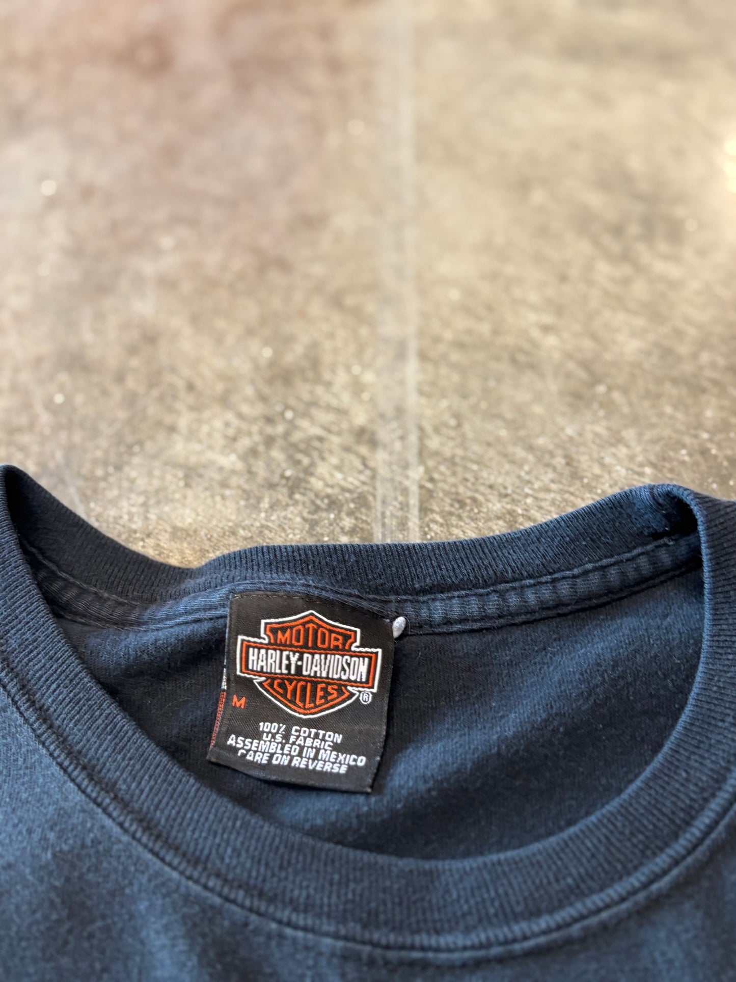 Vintage Harley Davidson Blue shield long sleeve size medium