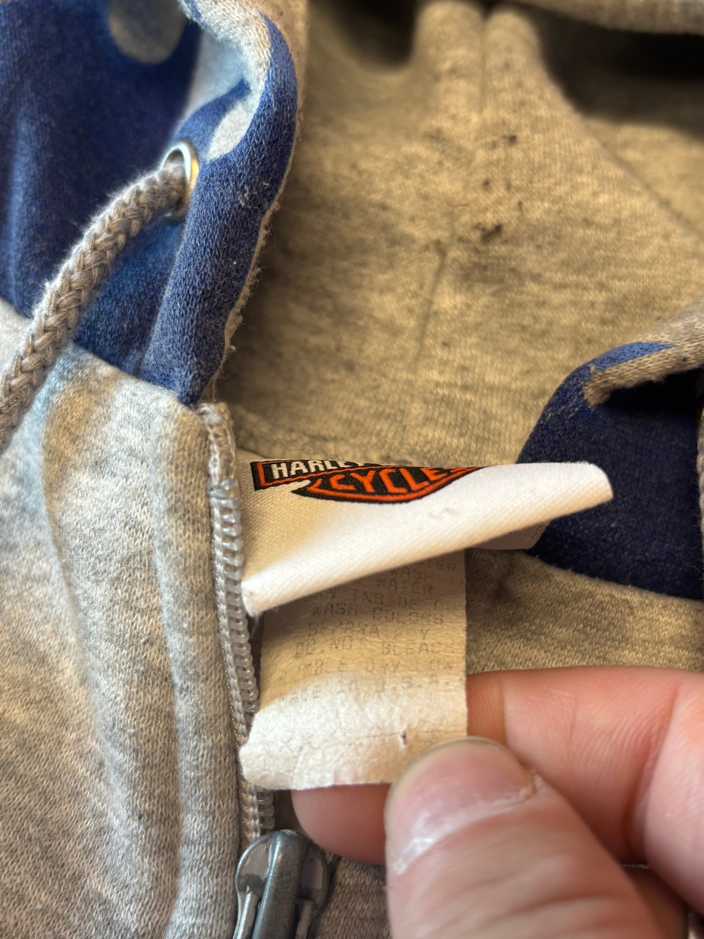 Vintage Harley Davidson Blue flame zip up hoodie size xxxl