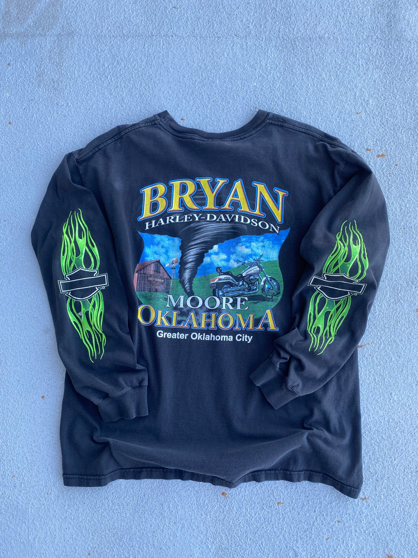 Harley Davidson Green Flame long sleeve size Extra large shirt