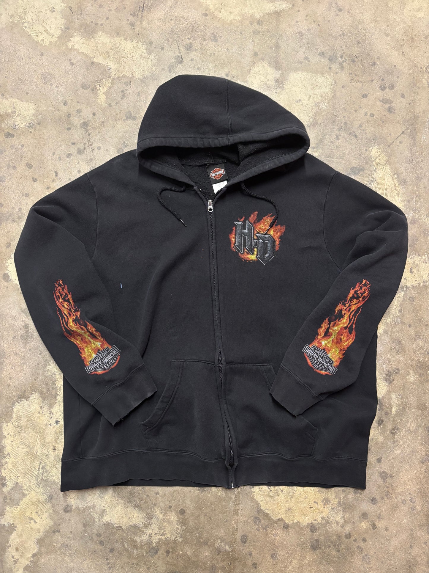 Harley Davidson flame zip up 2XL