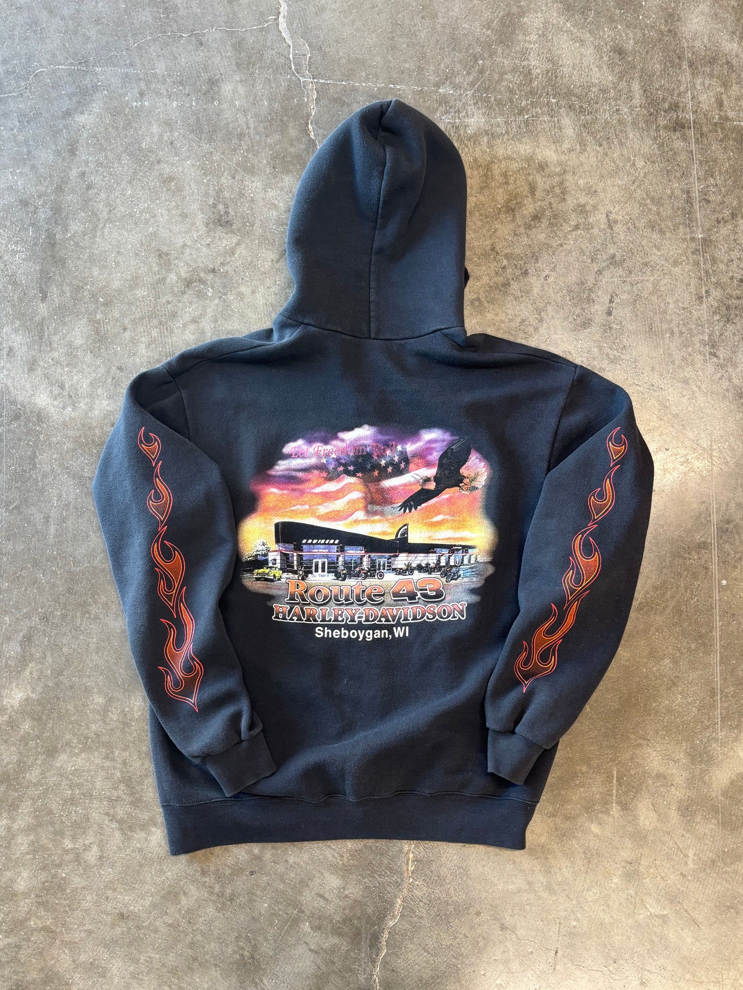 Vintage Harley Flame Zip up hoodie size medium