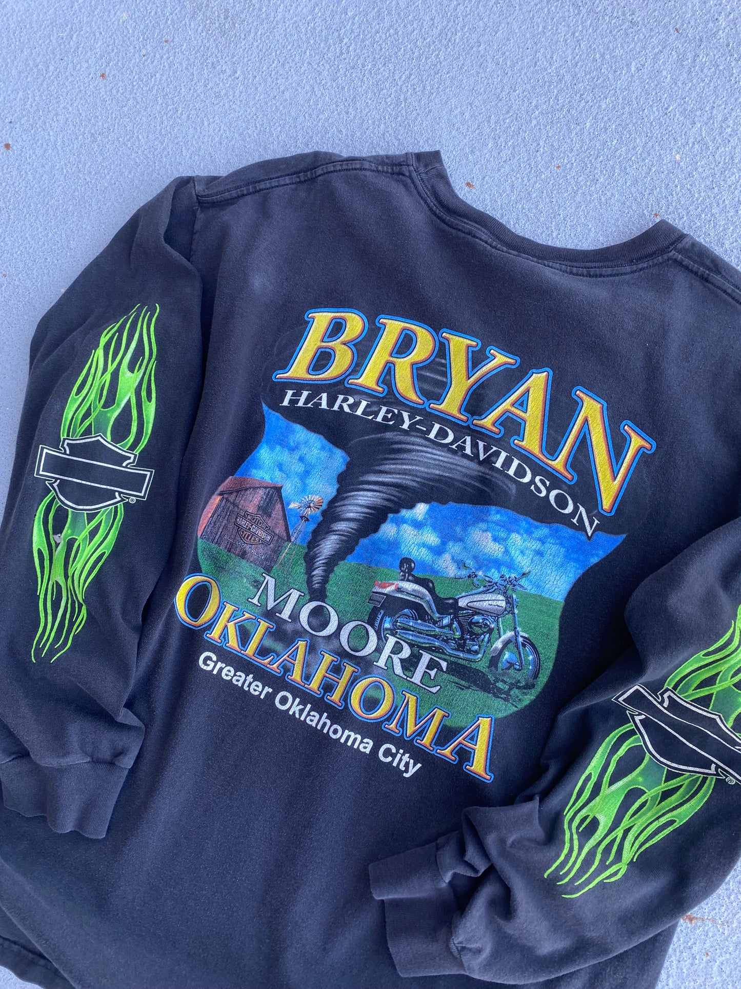 Harley Davidson Green Flame long sleeve size Extra large shirt