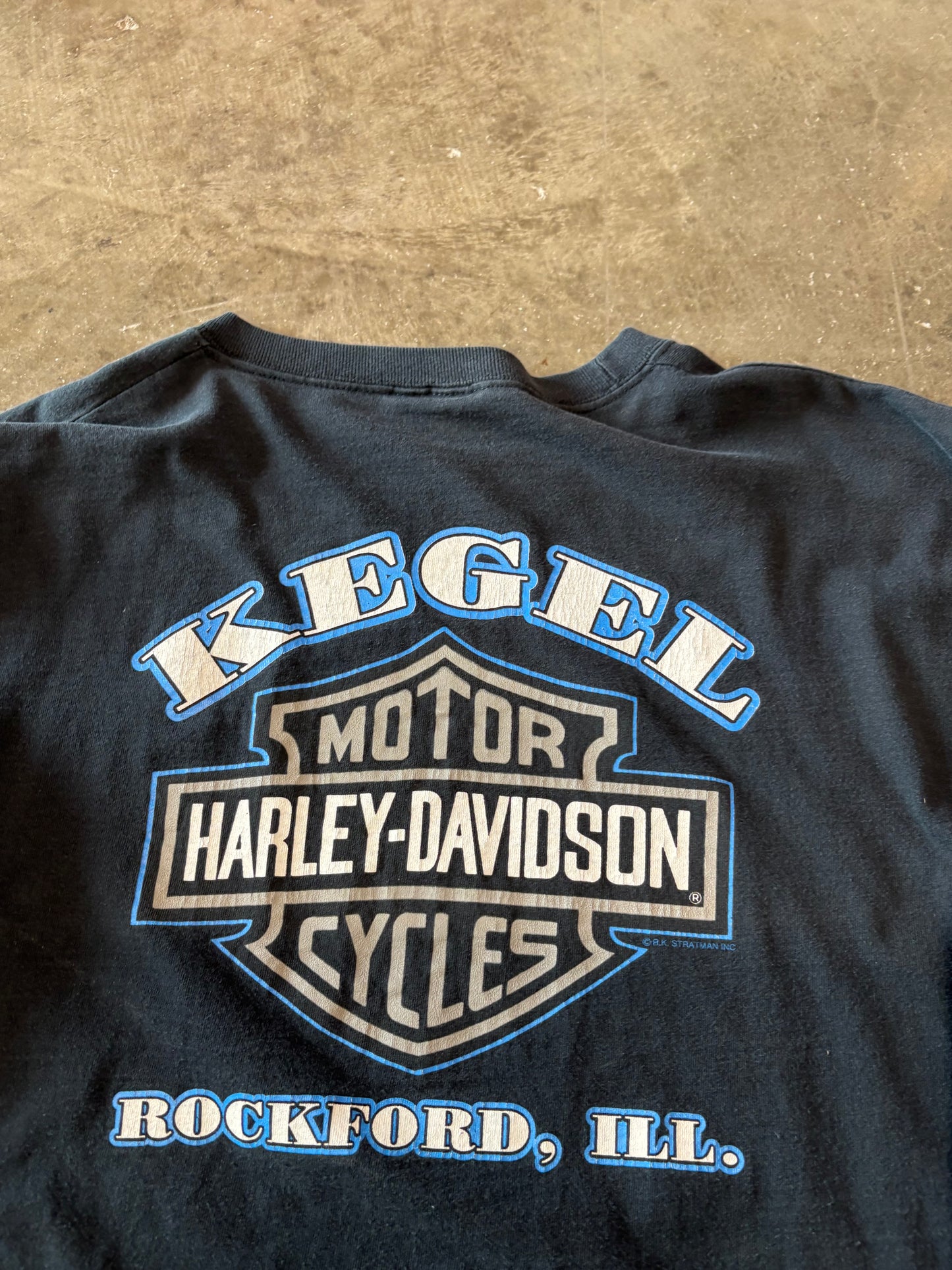 Vintage Harley Davidson Blue flame long sleeve size xl
