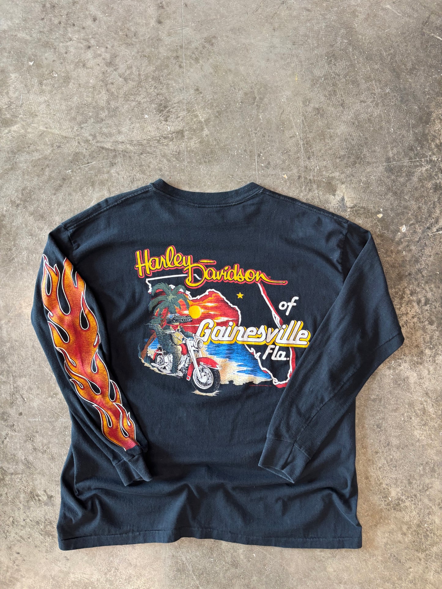 Vintage Harley Davidson 80’s flame ball long sleeve size xxxl fits xxl