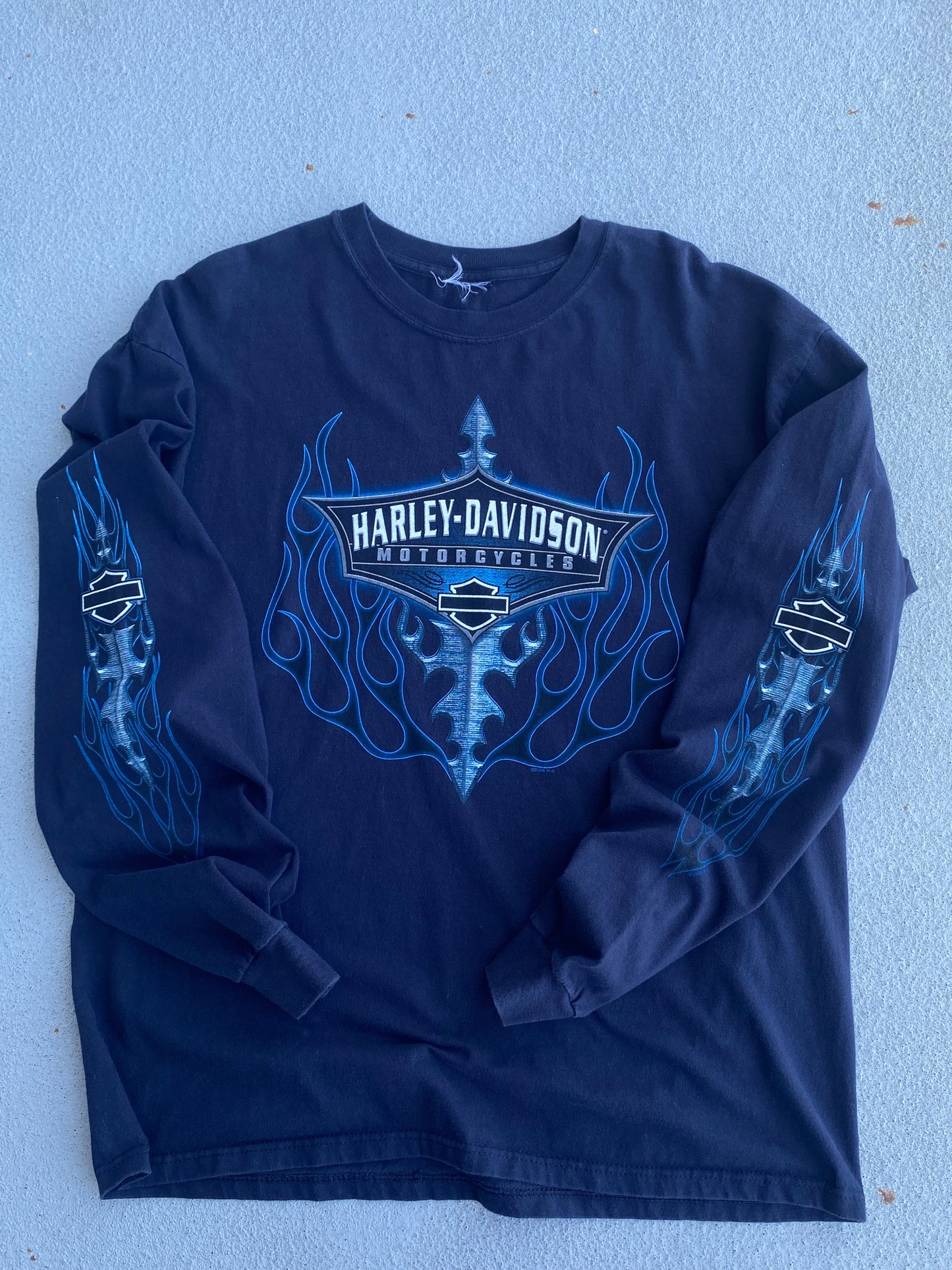 Harley Davidson Blue Flame Spear Long sleeve size XL