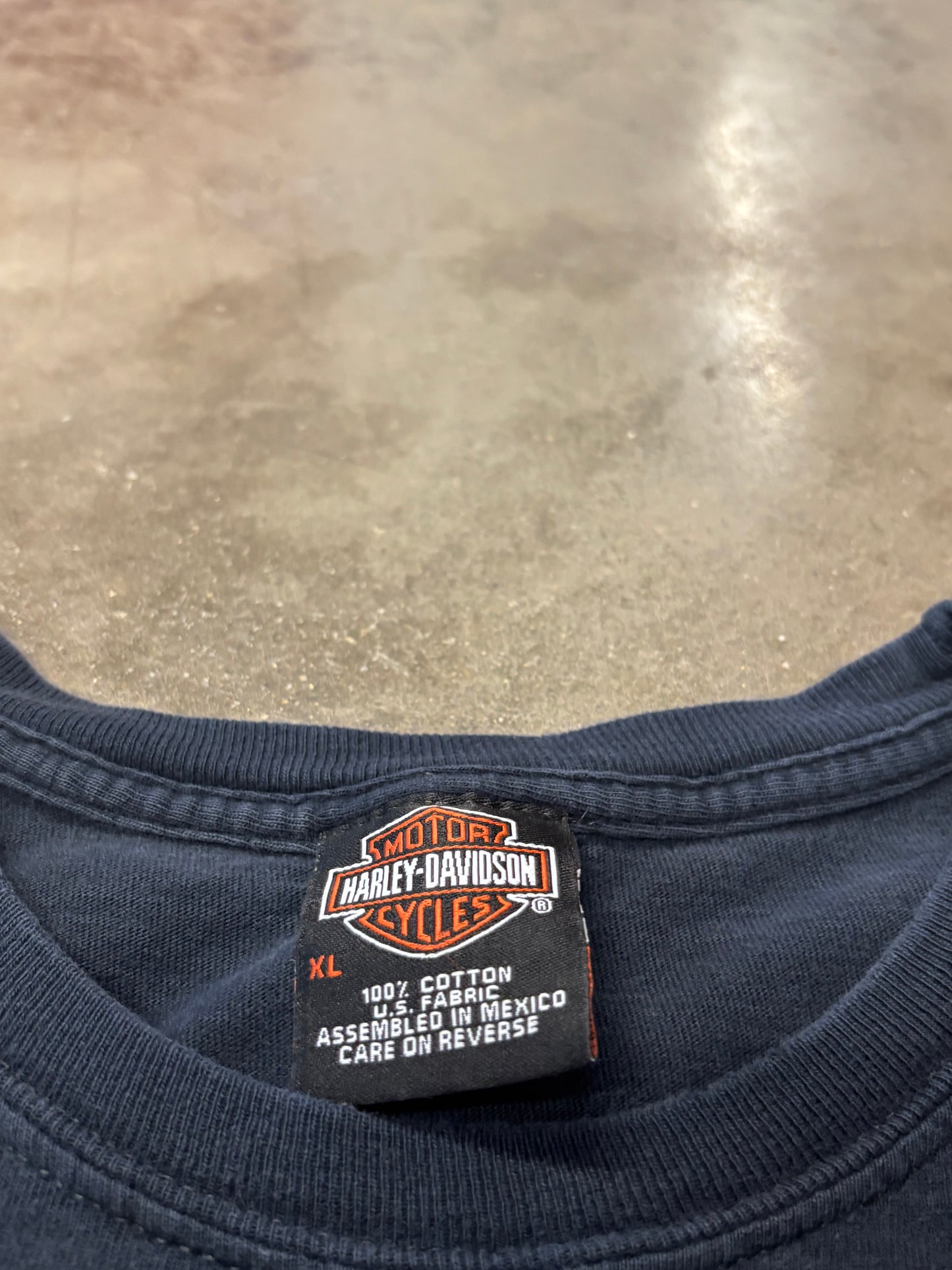 Vintage Harley Davidson blue flame shield long sleeve size xl