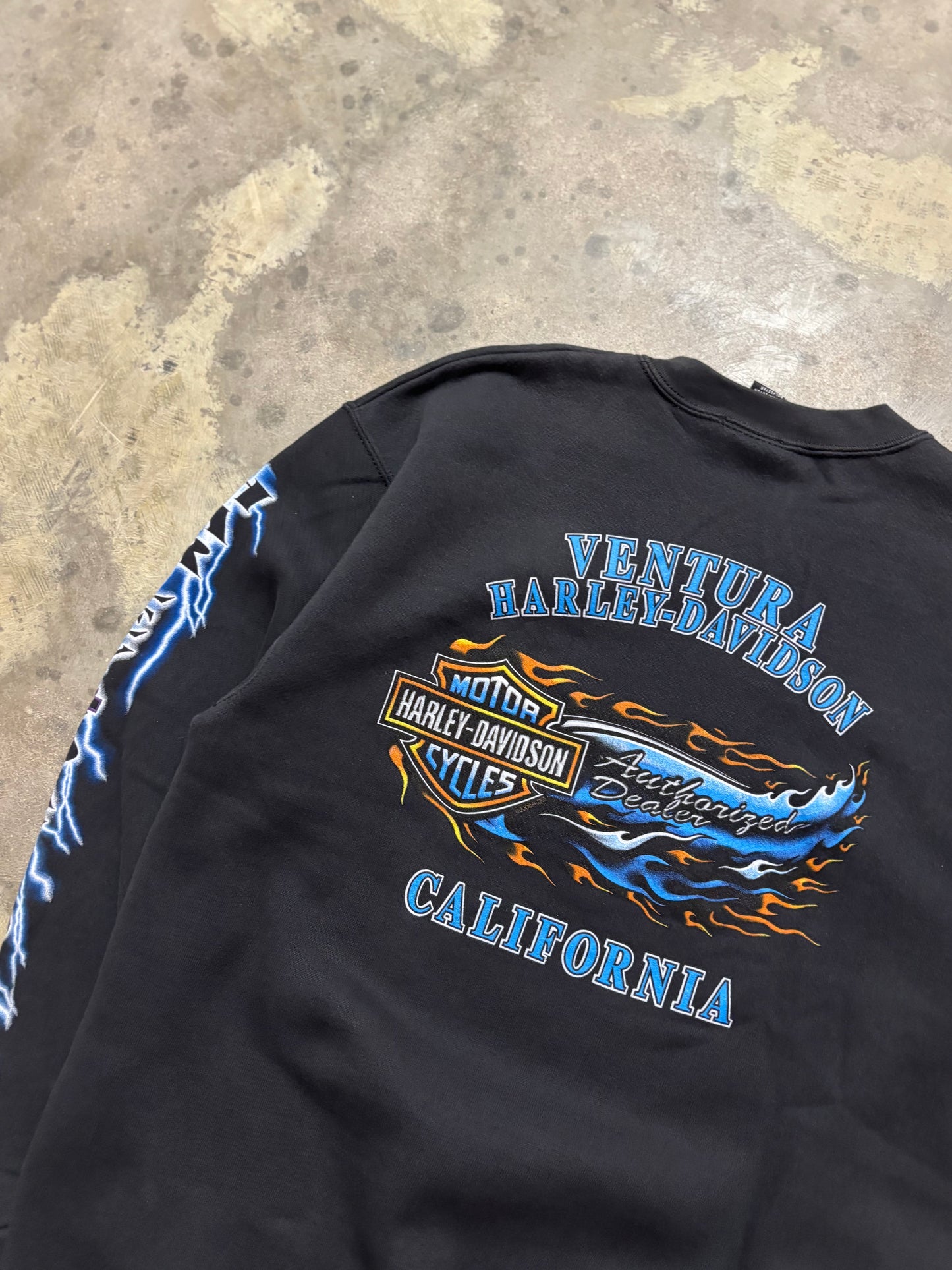 Vintage Harley Davidson Blue Lightning sweatshirt shirt size medium