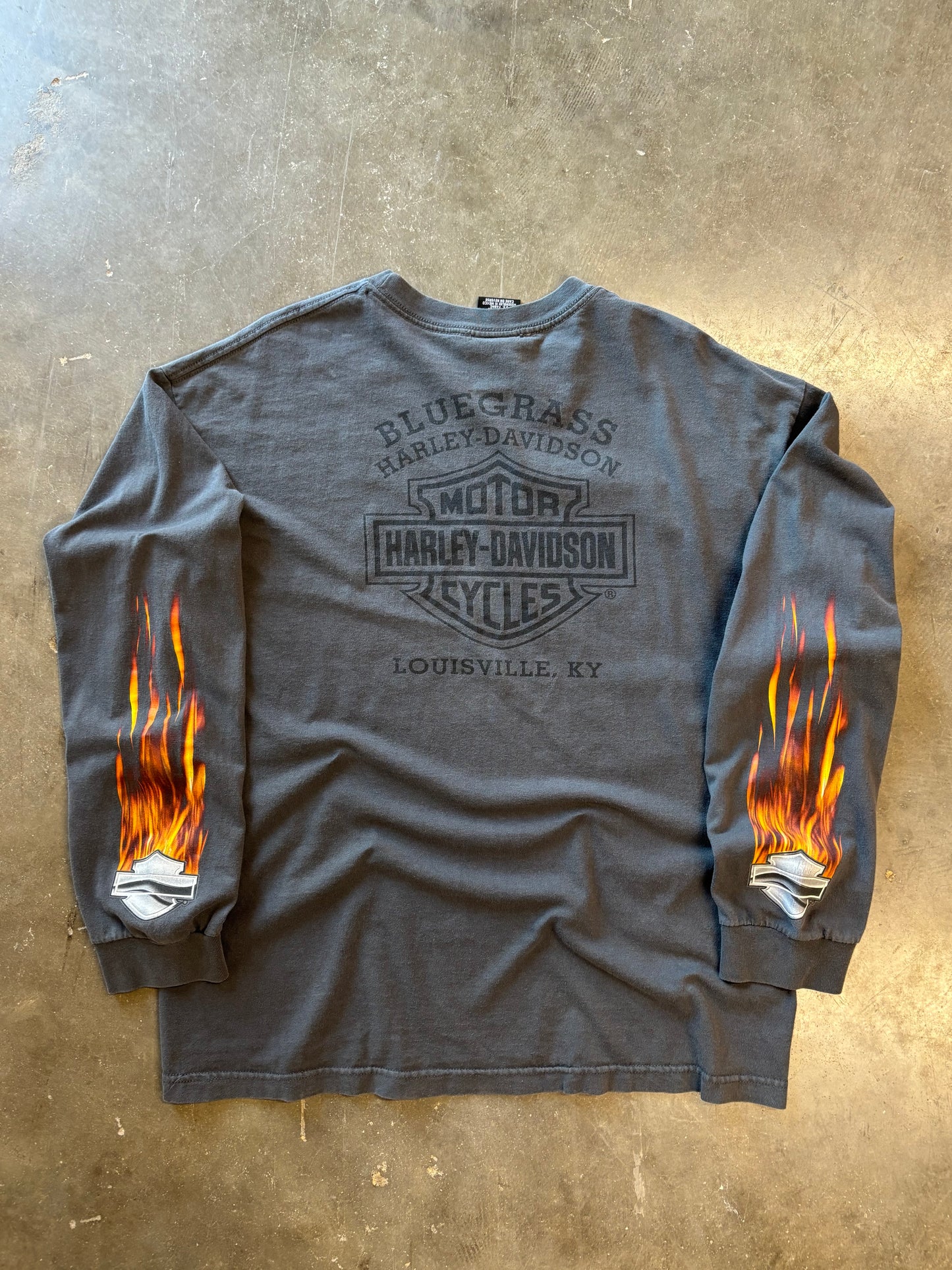 Harley Davidson chrome flame long sleeve size xl
