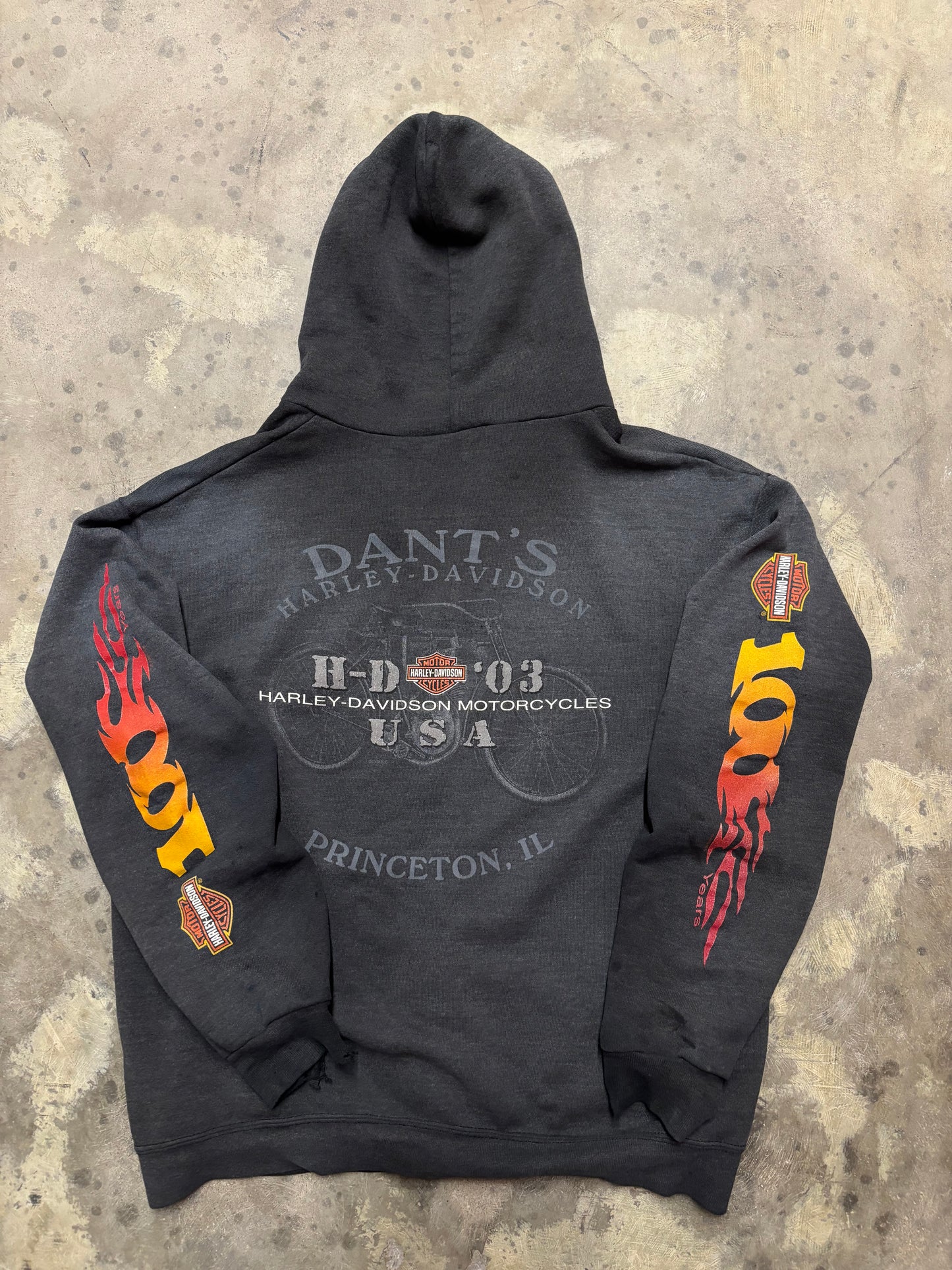 Vintage Harley Davidson 100 Years faded zip up hoodie size XL