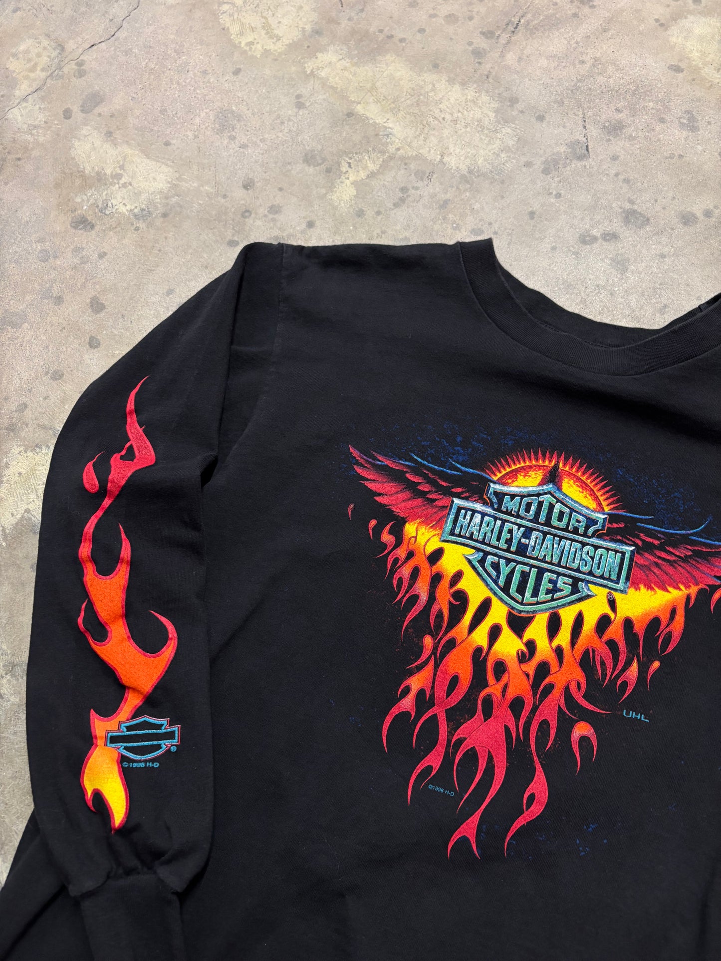 Vintage Harley Davidson flame crest long sleeve shirt size medium
