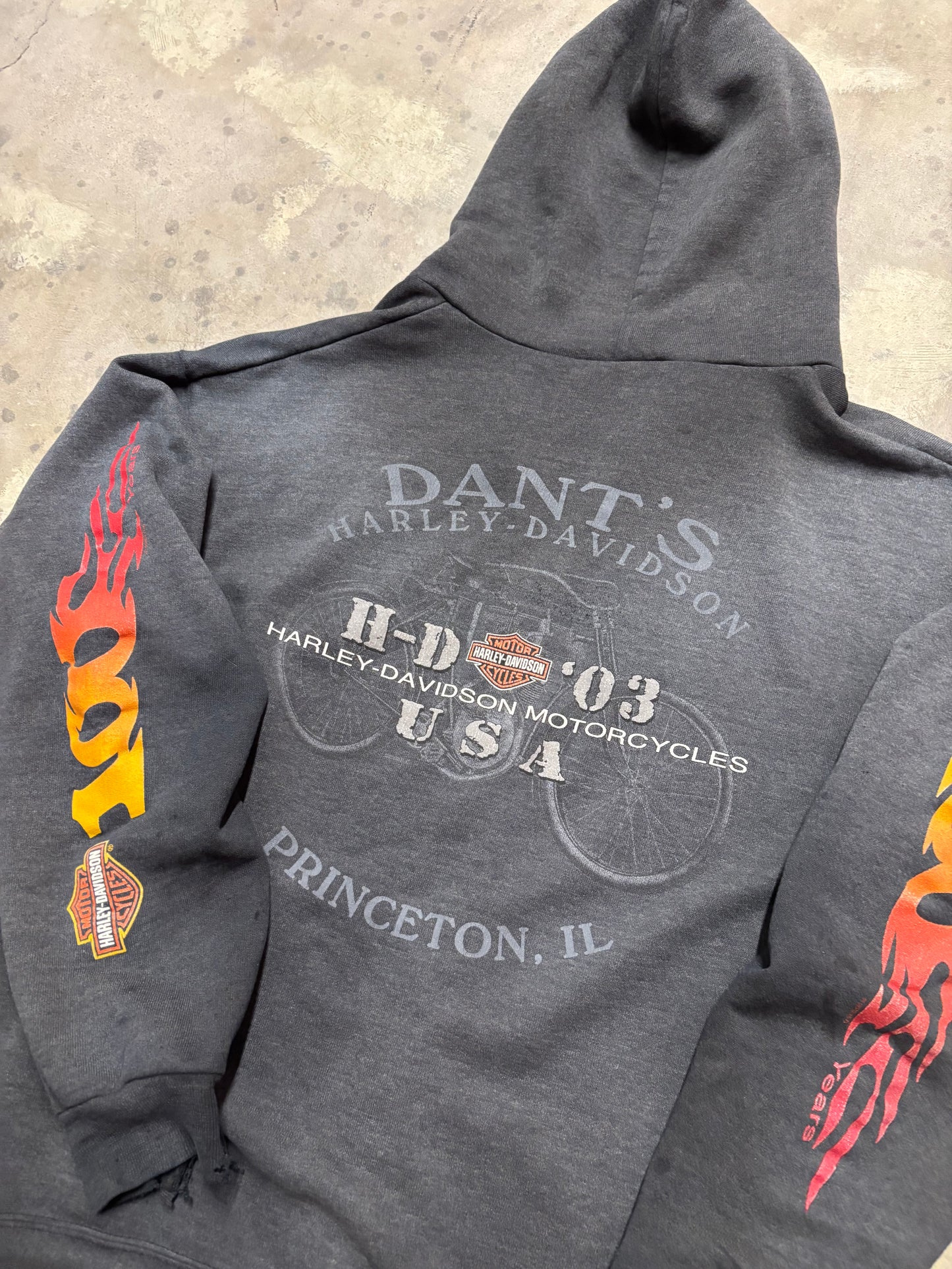 Vintage Harley Davidson 100 Years faded zip up hoodie size XL