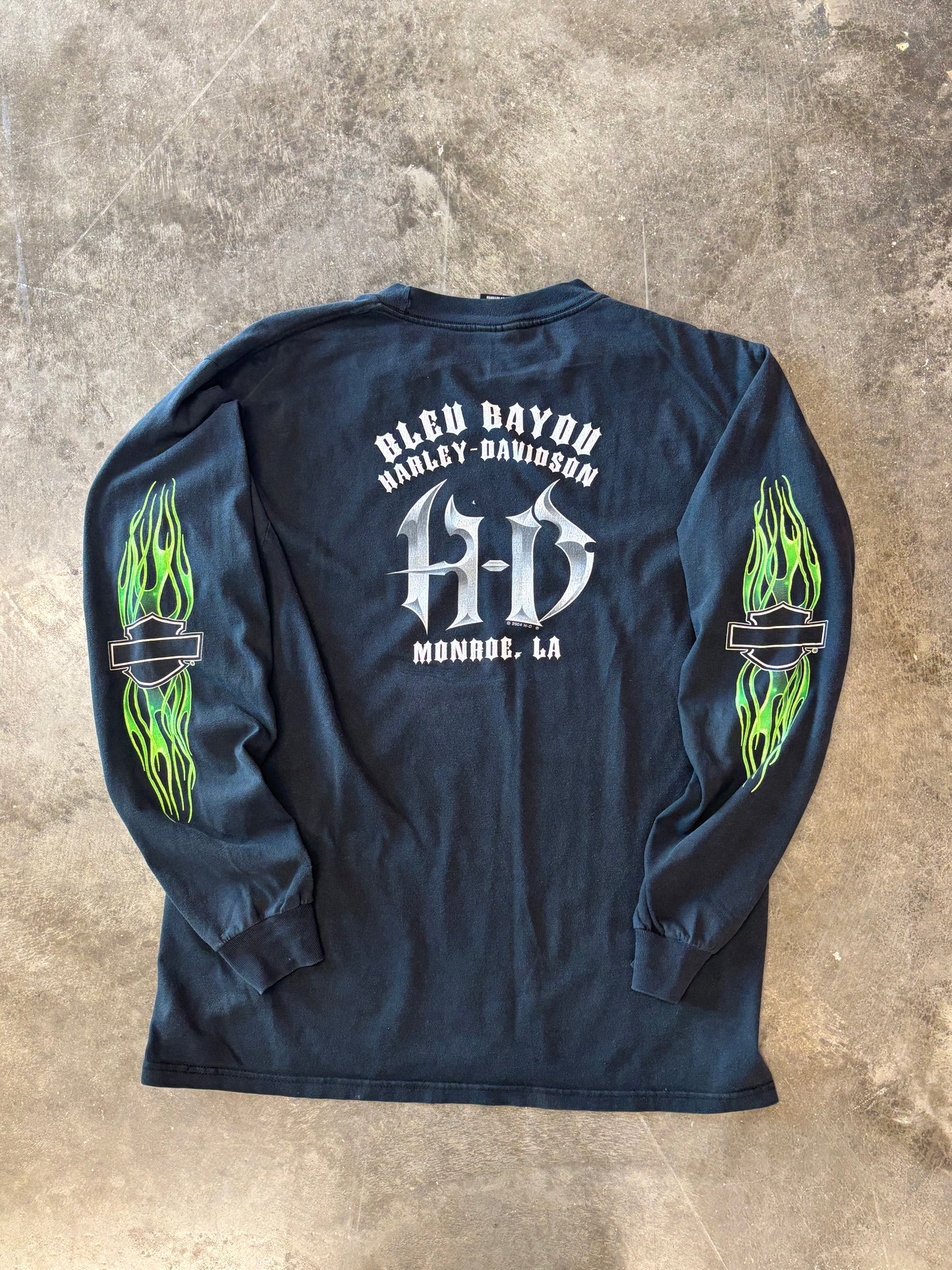 Vintage Harley Davidson Green flame long sleeve size large