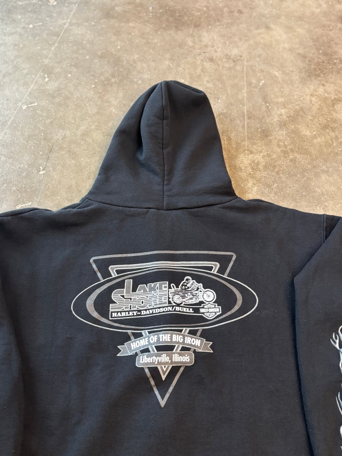Vintage Harley Davidson chrome flame zip up hoodie size xl