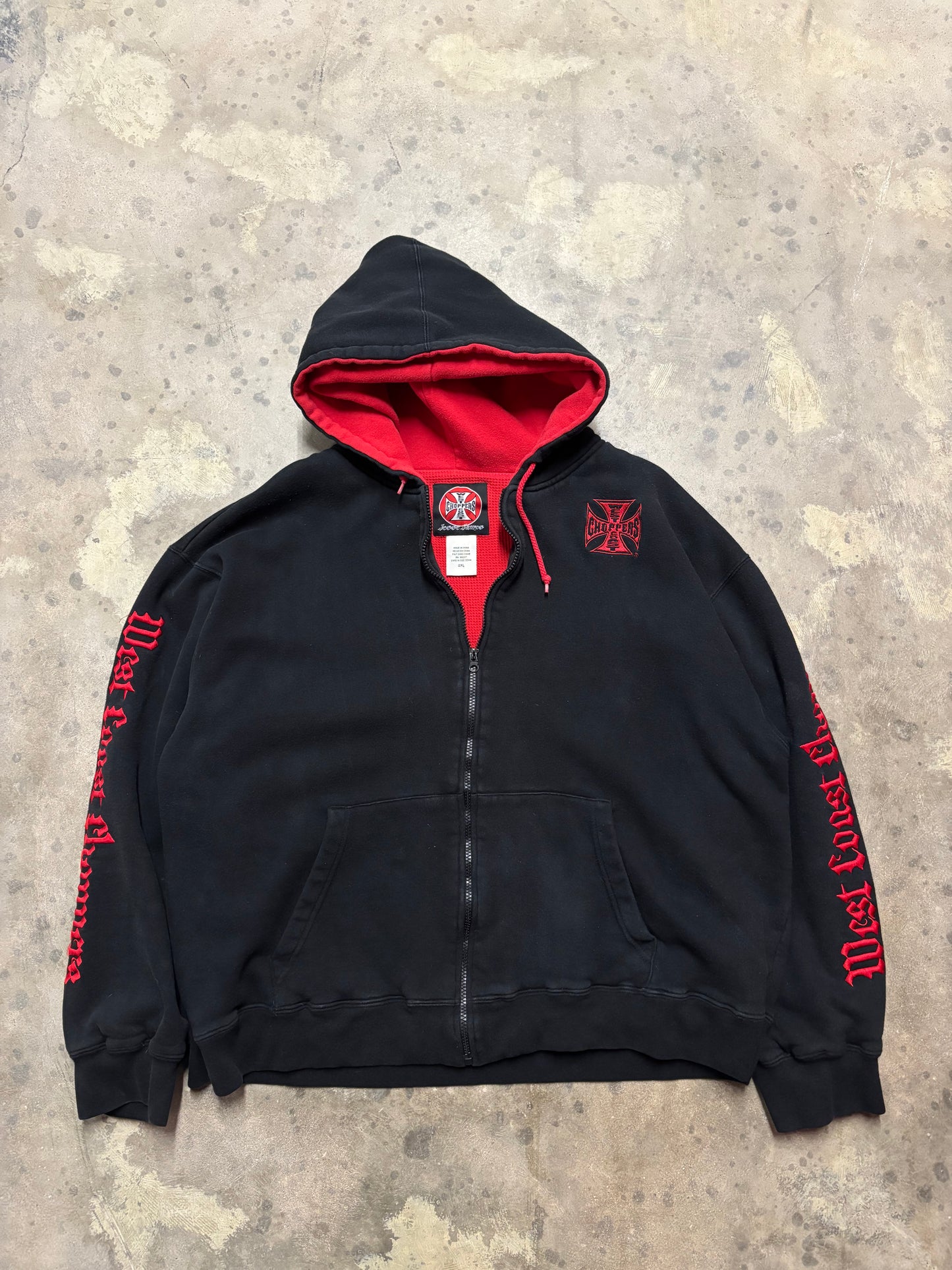 Vintage West Coast Choppers Thermal Lined zip up hoodies size XXL
