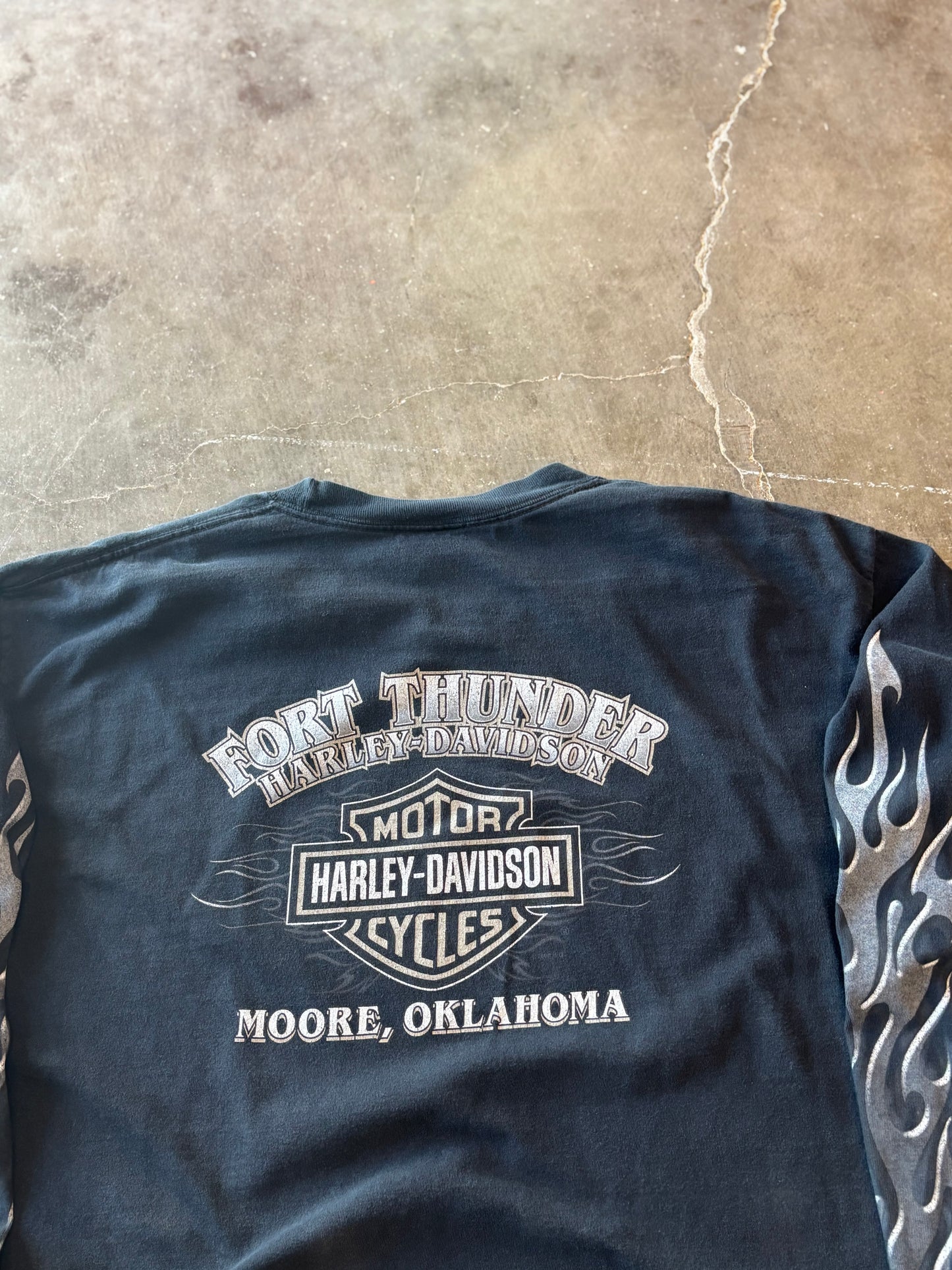 Vintage Harley Davidson chrome flame long sleeve size xl